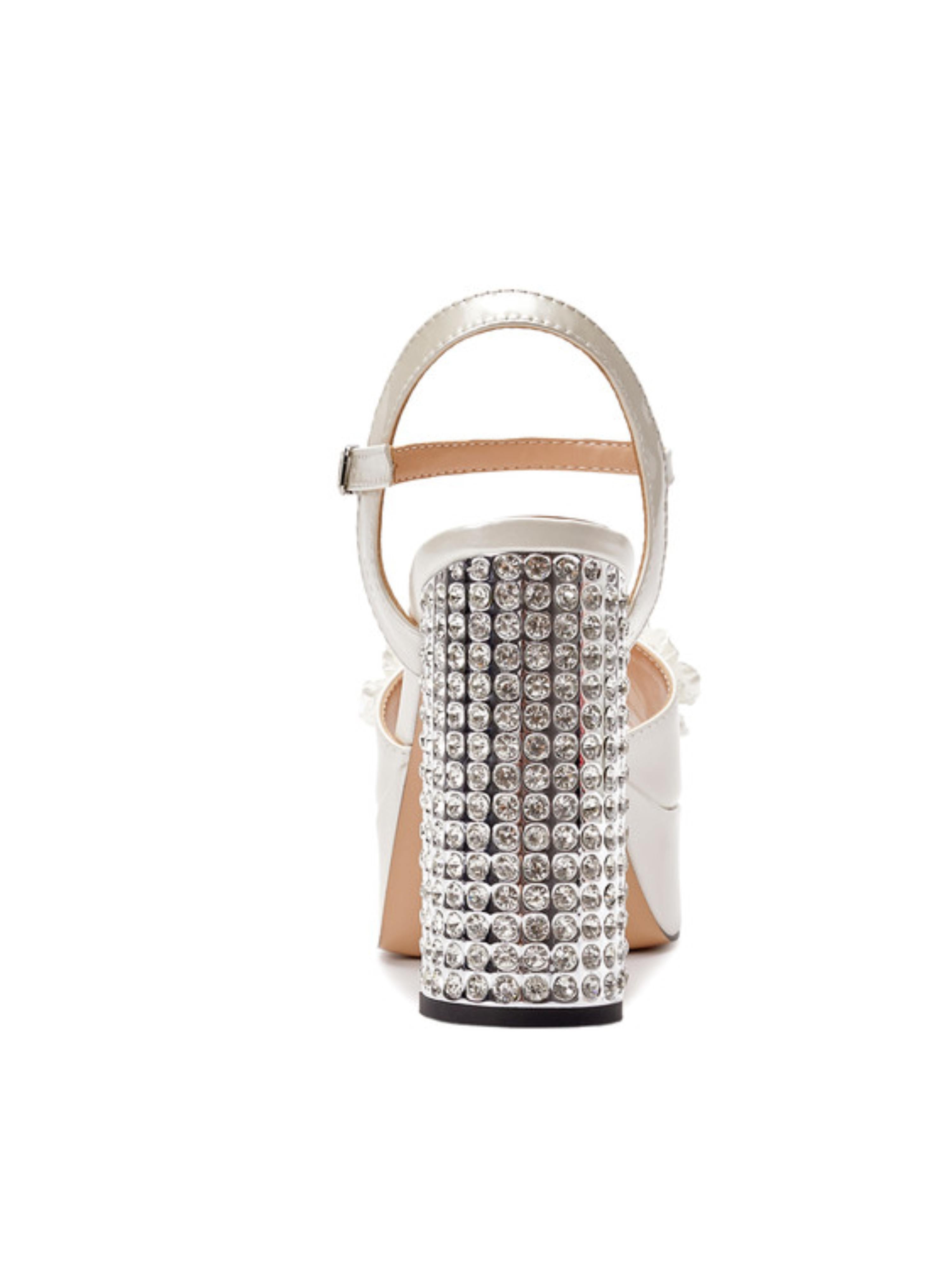 Glam White Satin with 3D Flower Sandals Women