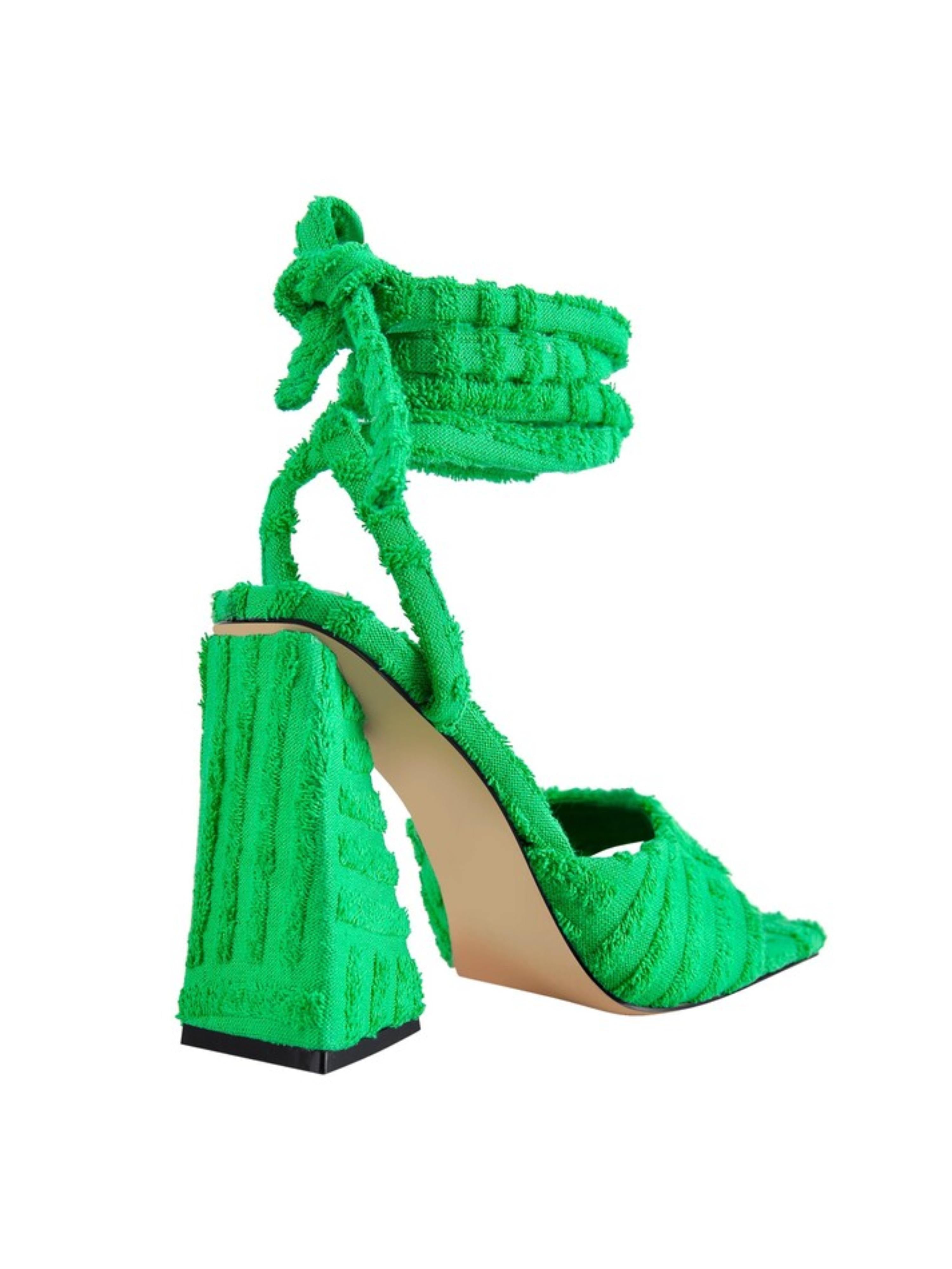 Ankle Tie High Heel Women Sandals in Vibrant Green