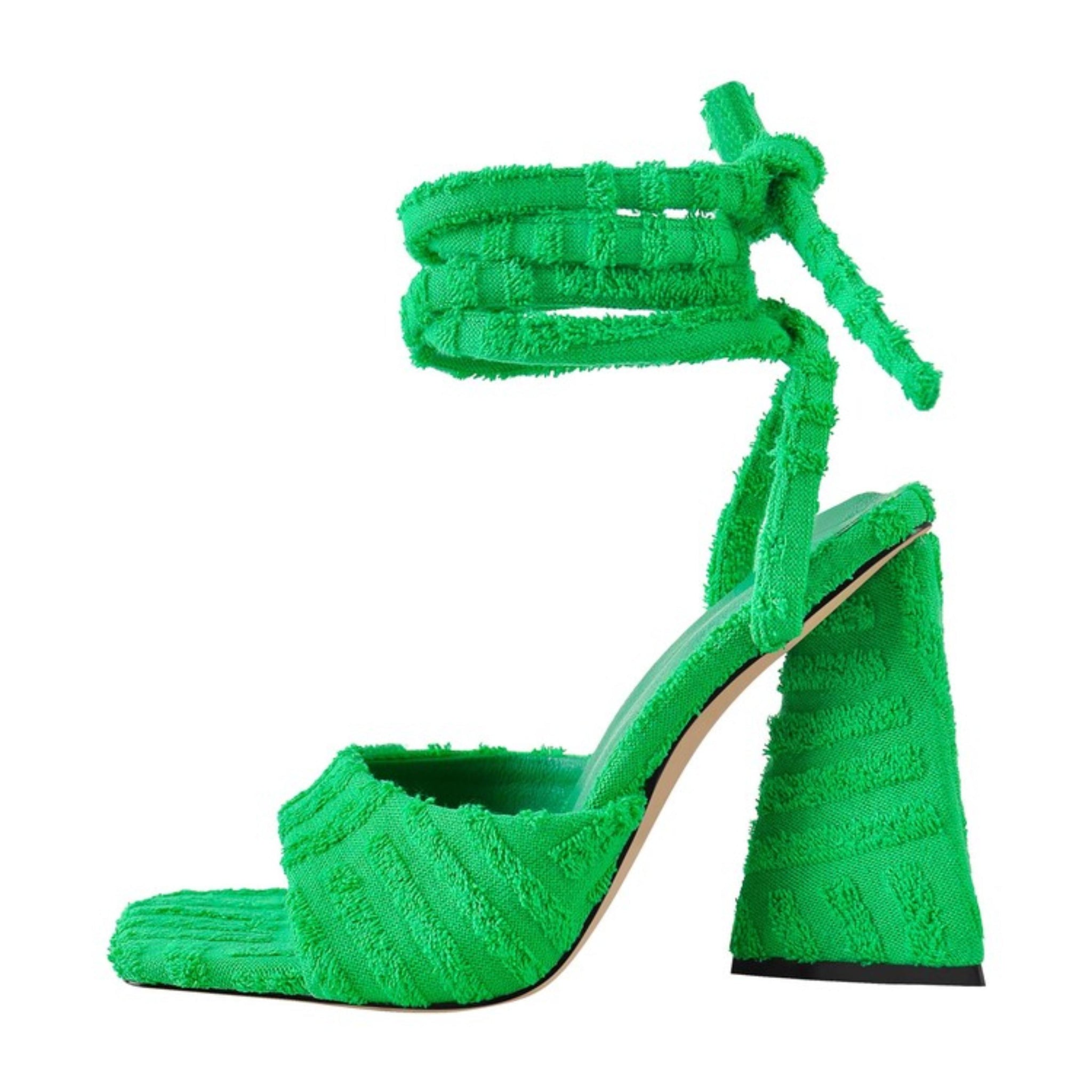Ankle Tie High Heel Women Sandals in Vibrant Green