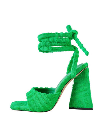 Ankle Tie High Heel Women Sandals in Vibrant Green