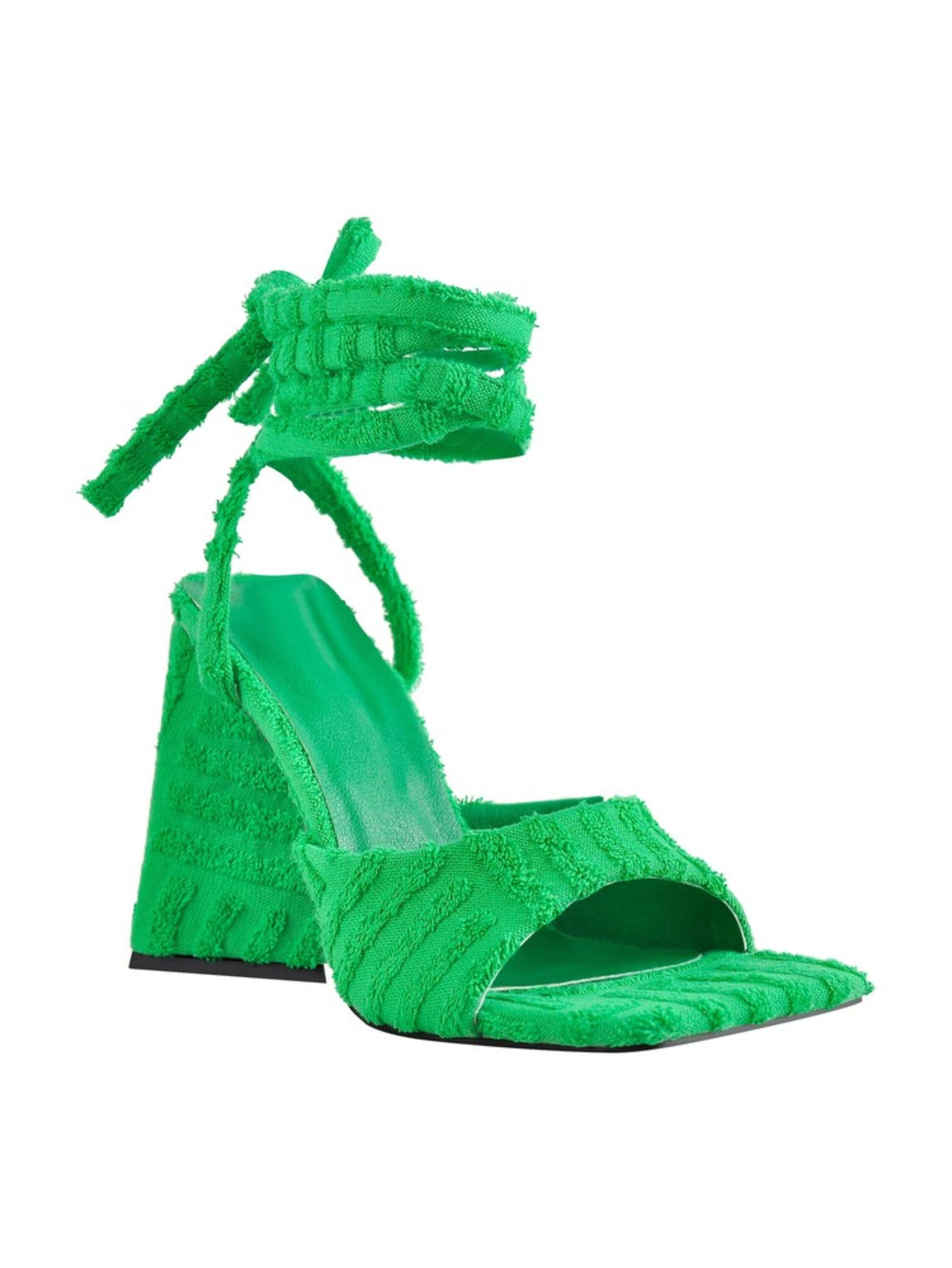 Ankle Tie High Heel Women Sandals in Vibrant Green