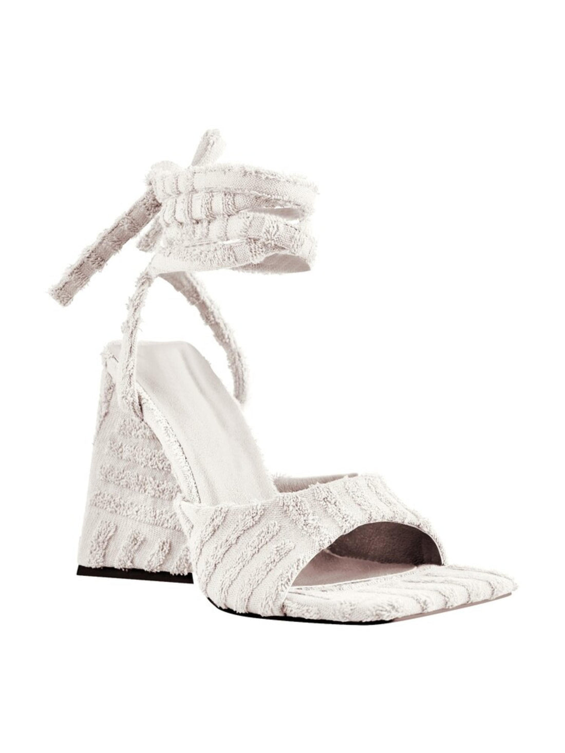 Textured High Heel Summer White Sandal for Women