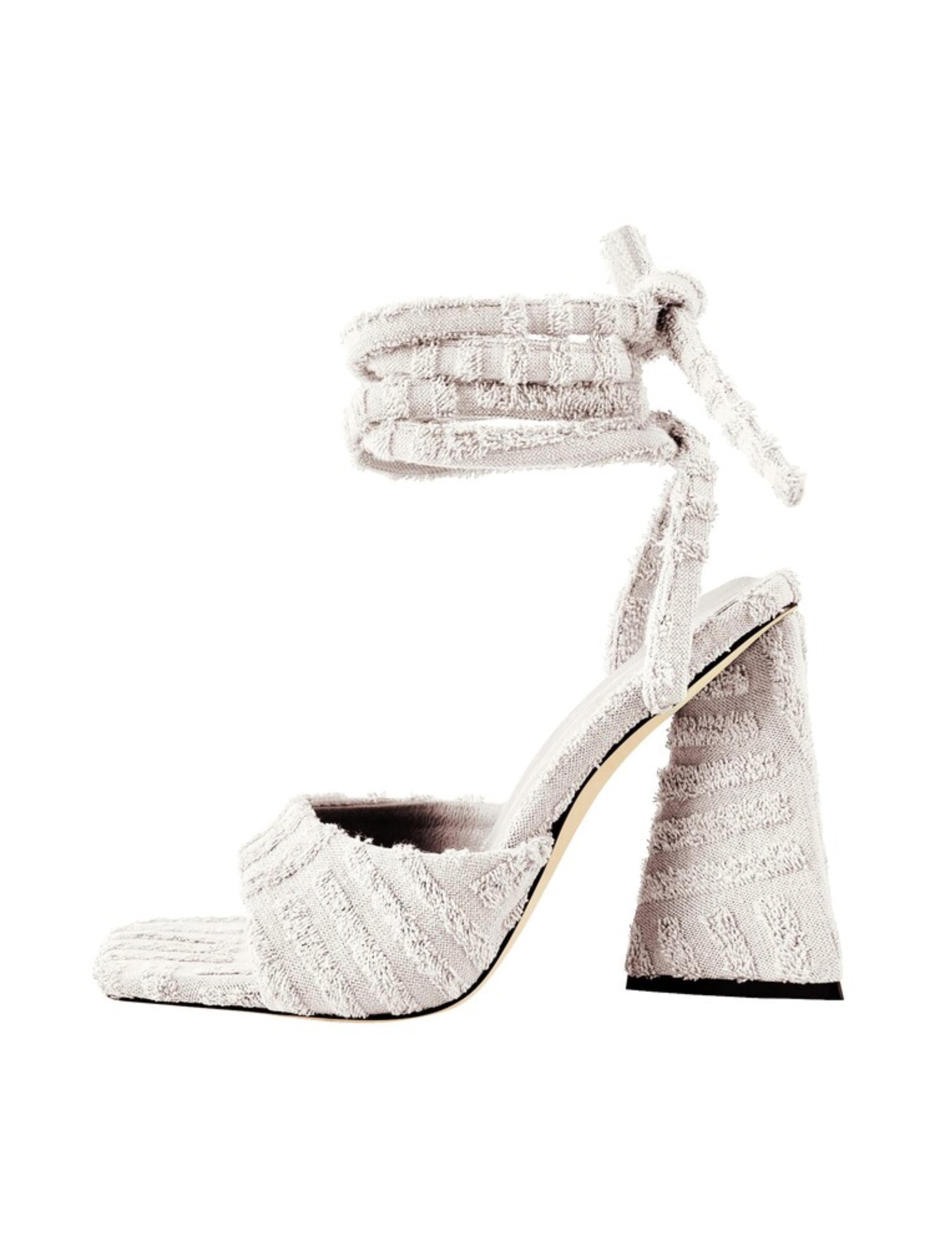 Textured High Heel Summer White Sandal for Women