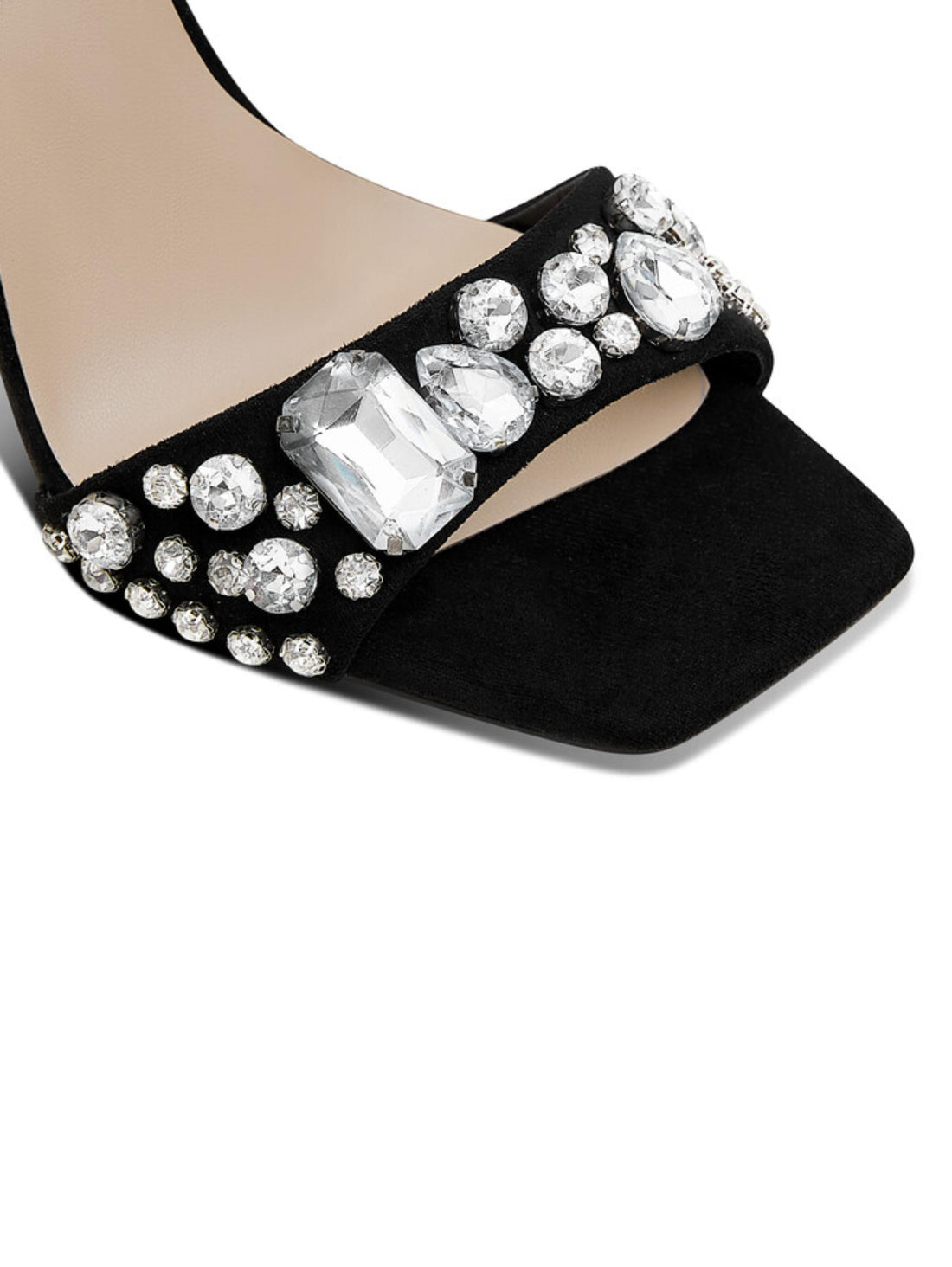 Clear Heel & Sparkle Rhinestone Sandal for Women in Black
