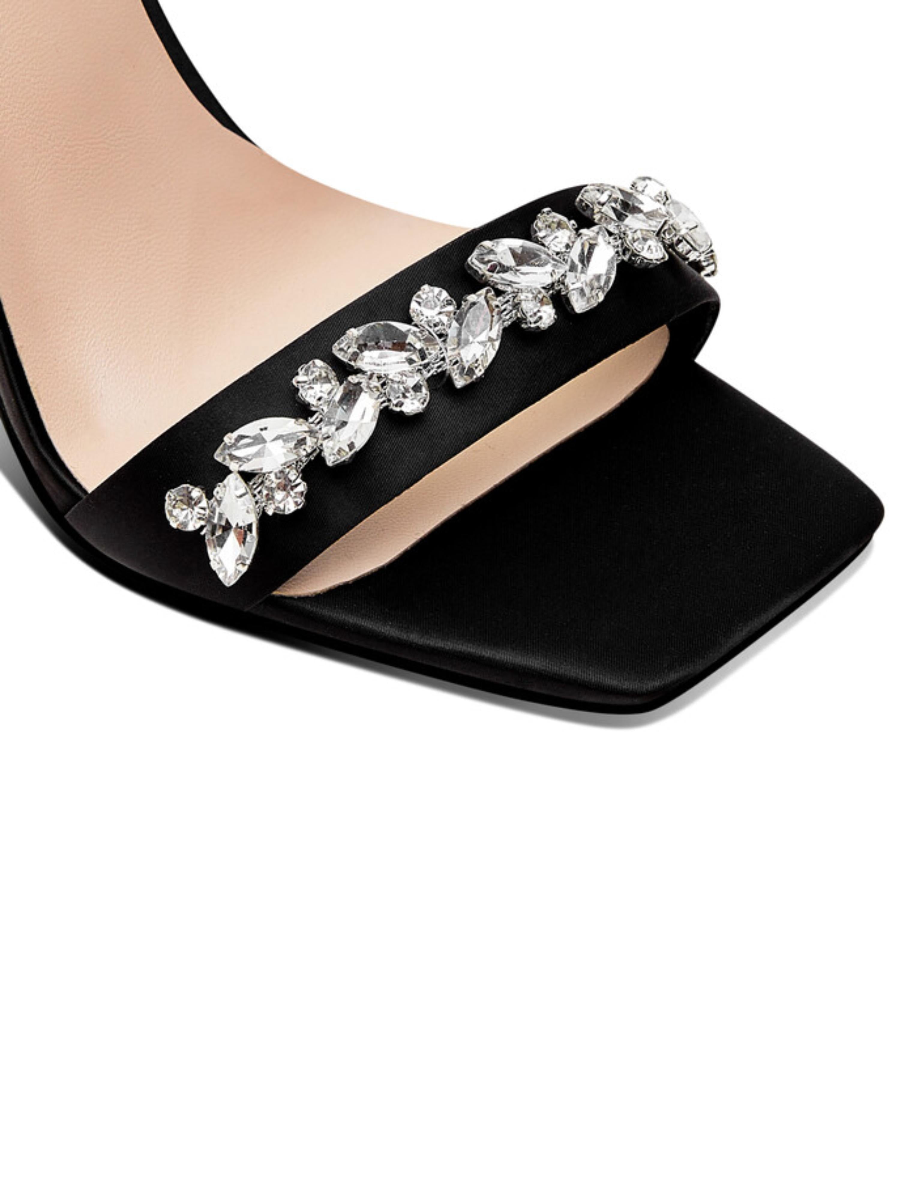 Satin Rhinestone Ankle Strap Women's Sandals