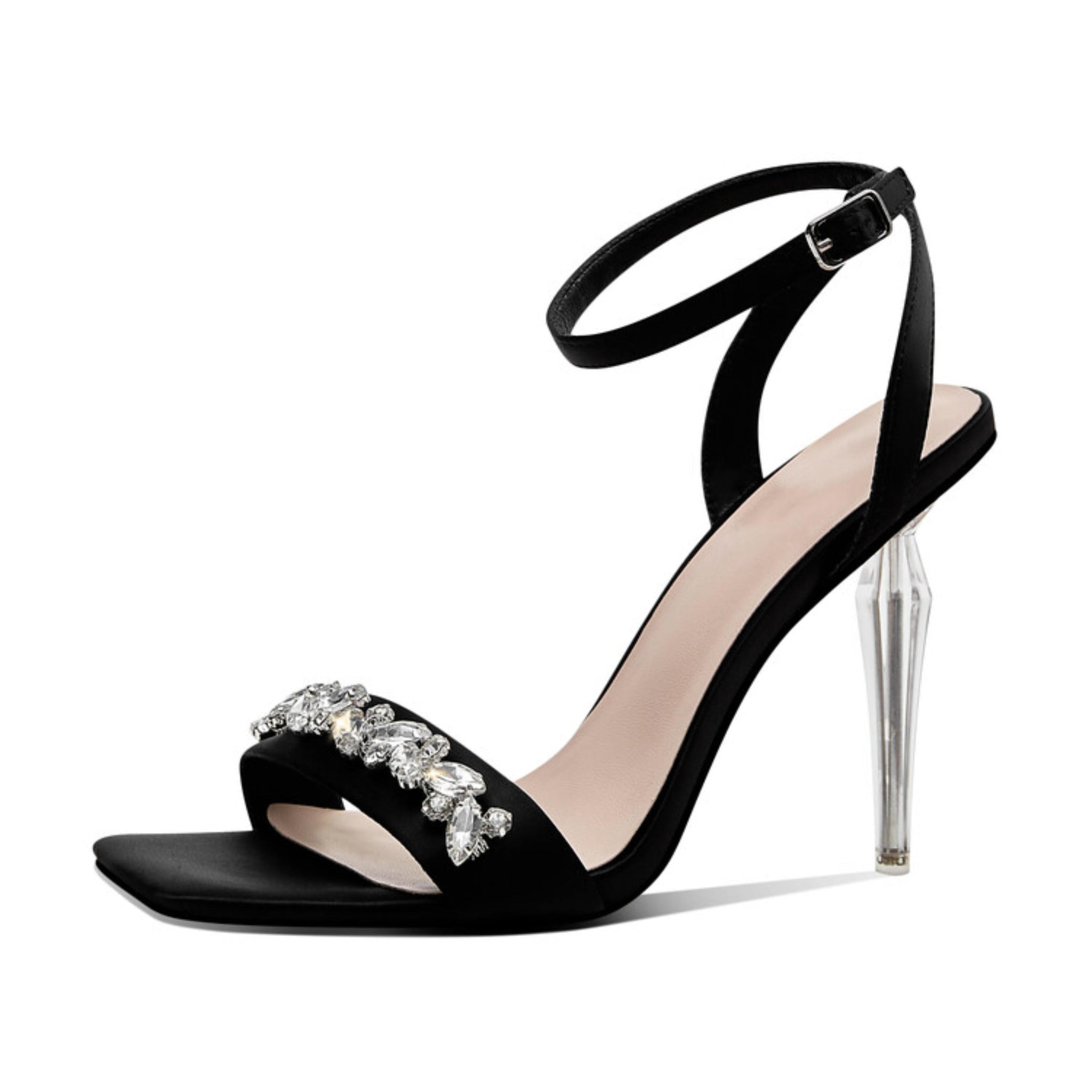 Satin Rhinestone Ankle Strap Women's Sandals