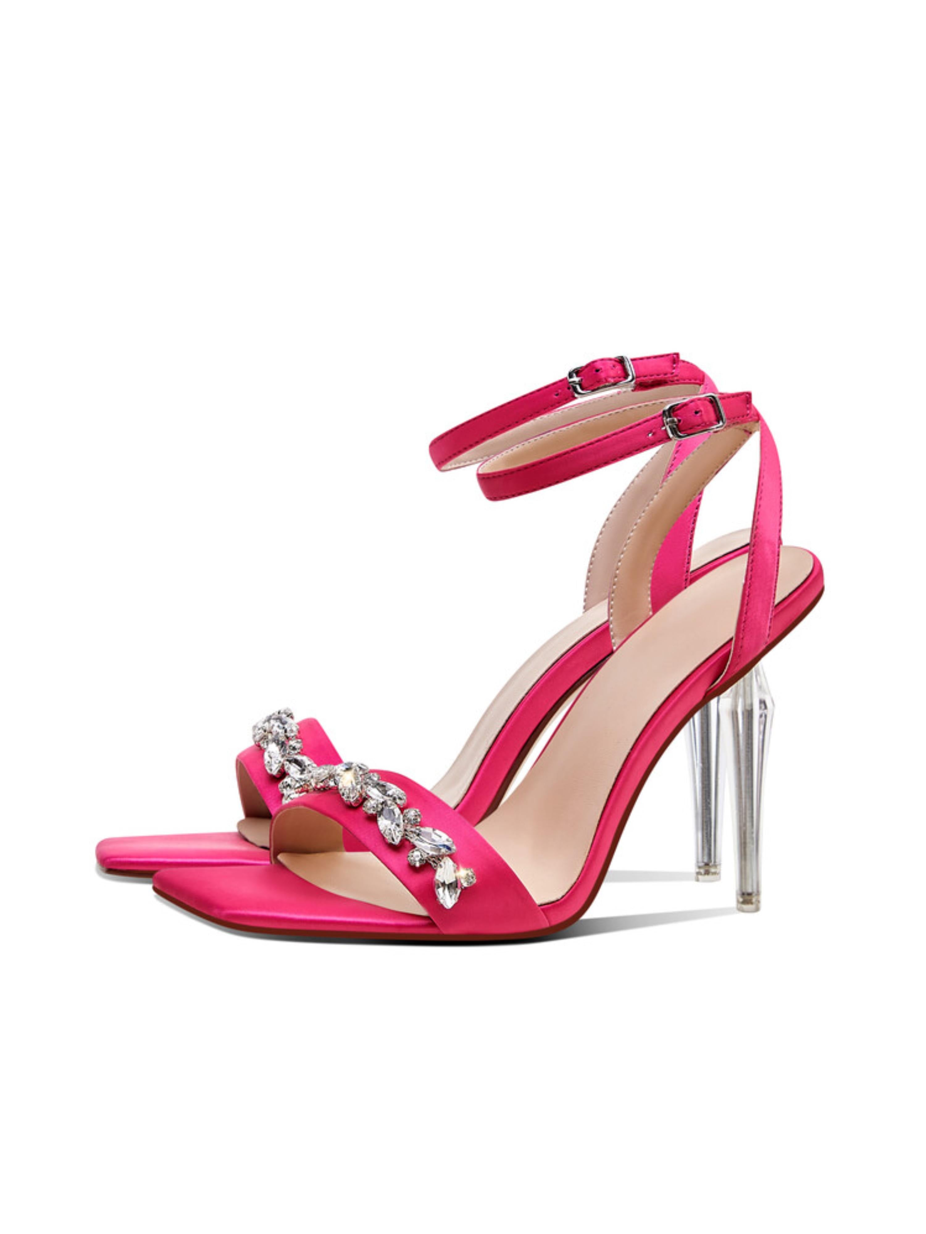 Chic Pink Open Toe with Rhinestone Strap Sandals for Women