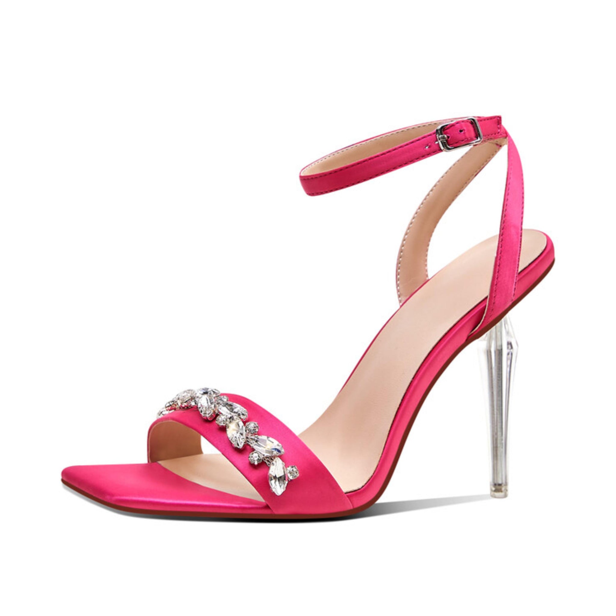 Chic Pink Open Toe with Rhinestone Strap Sandals for Women