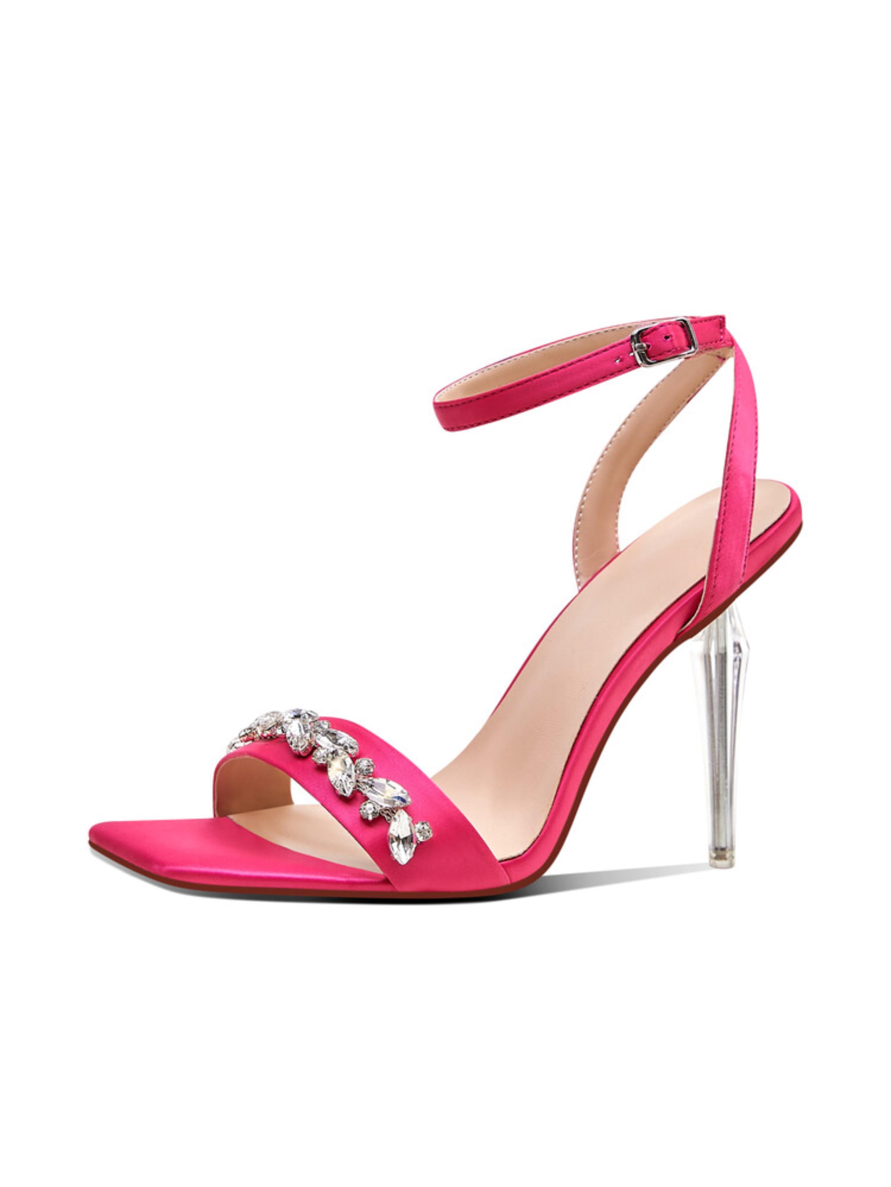 Chic Pink Open Toe with Rhinestone Strap Sandals for Women