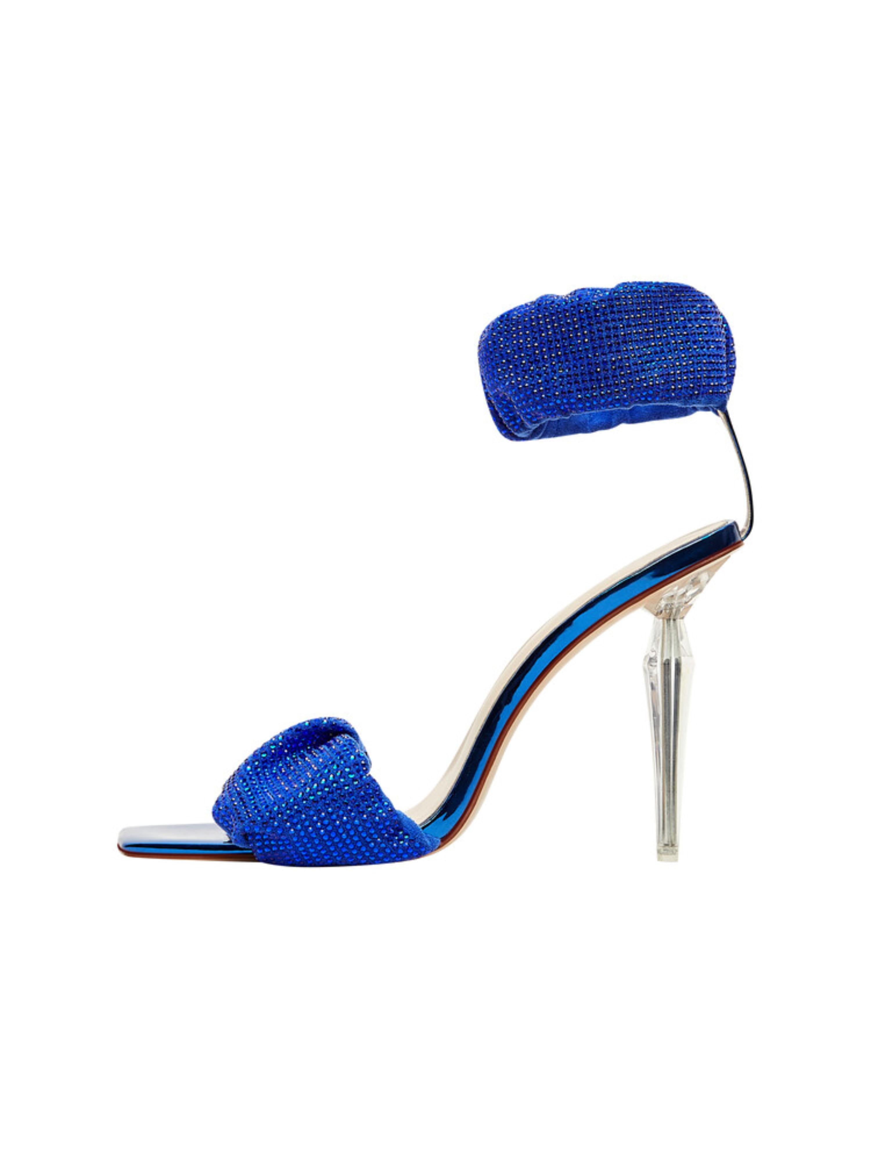 Rhinestone Spark High Heel Women Blue Sandals