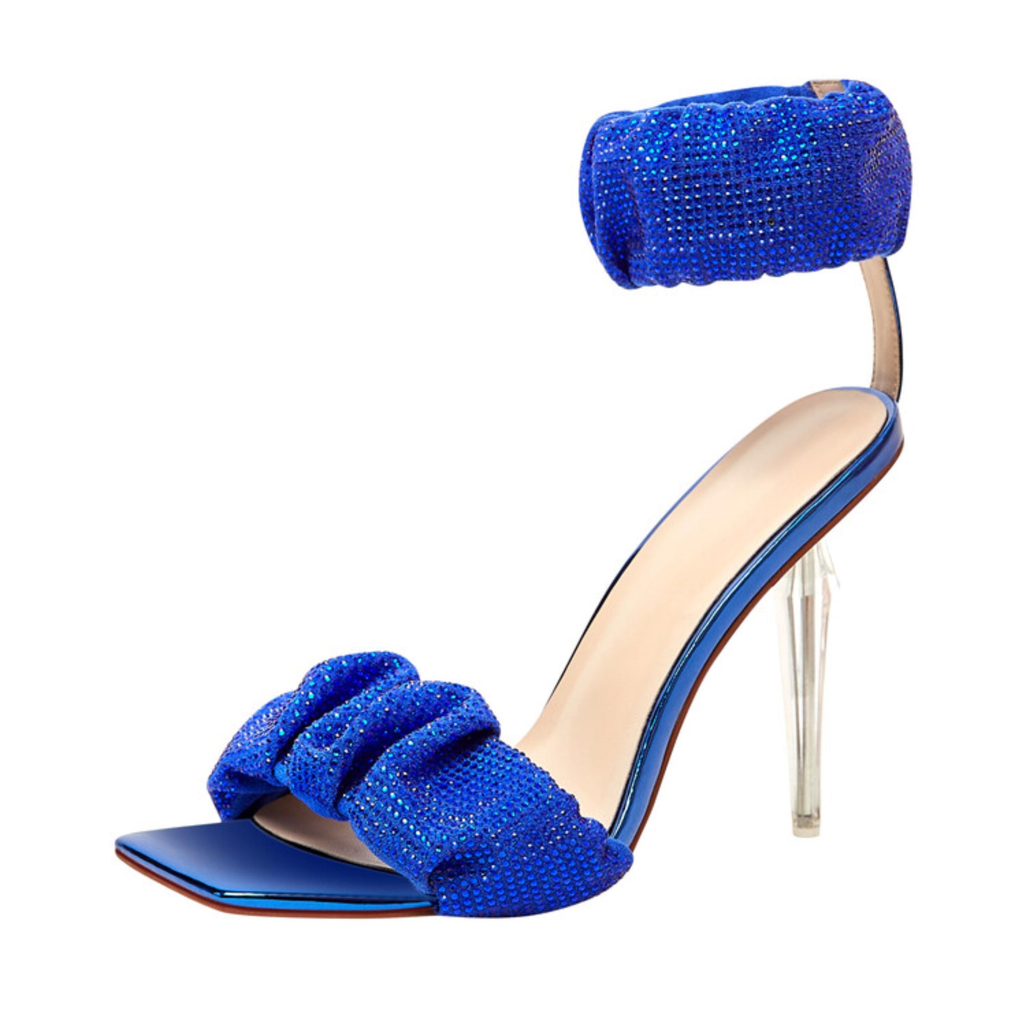 Rhinestone Spark High Heel Women Blue Sandals