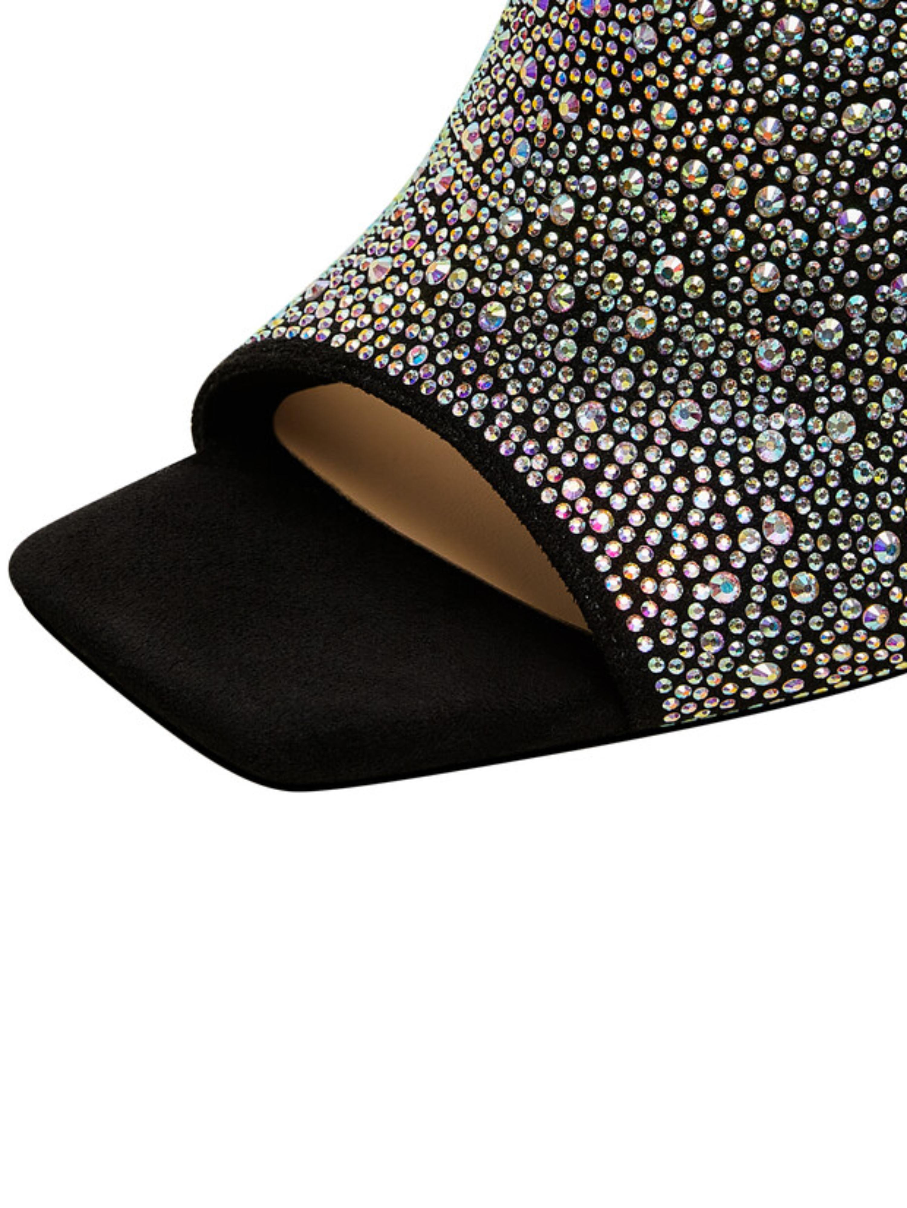 Clear Stiletto Heel Women Black Sandals