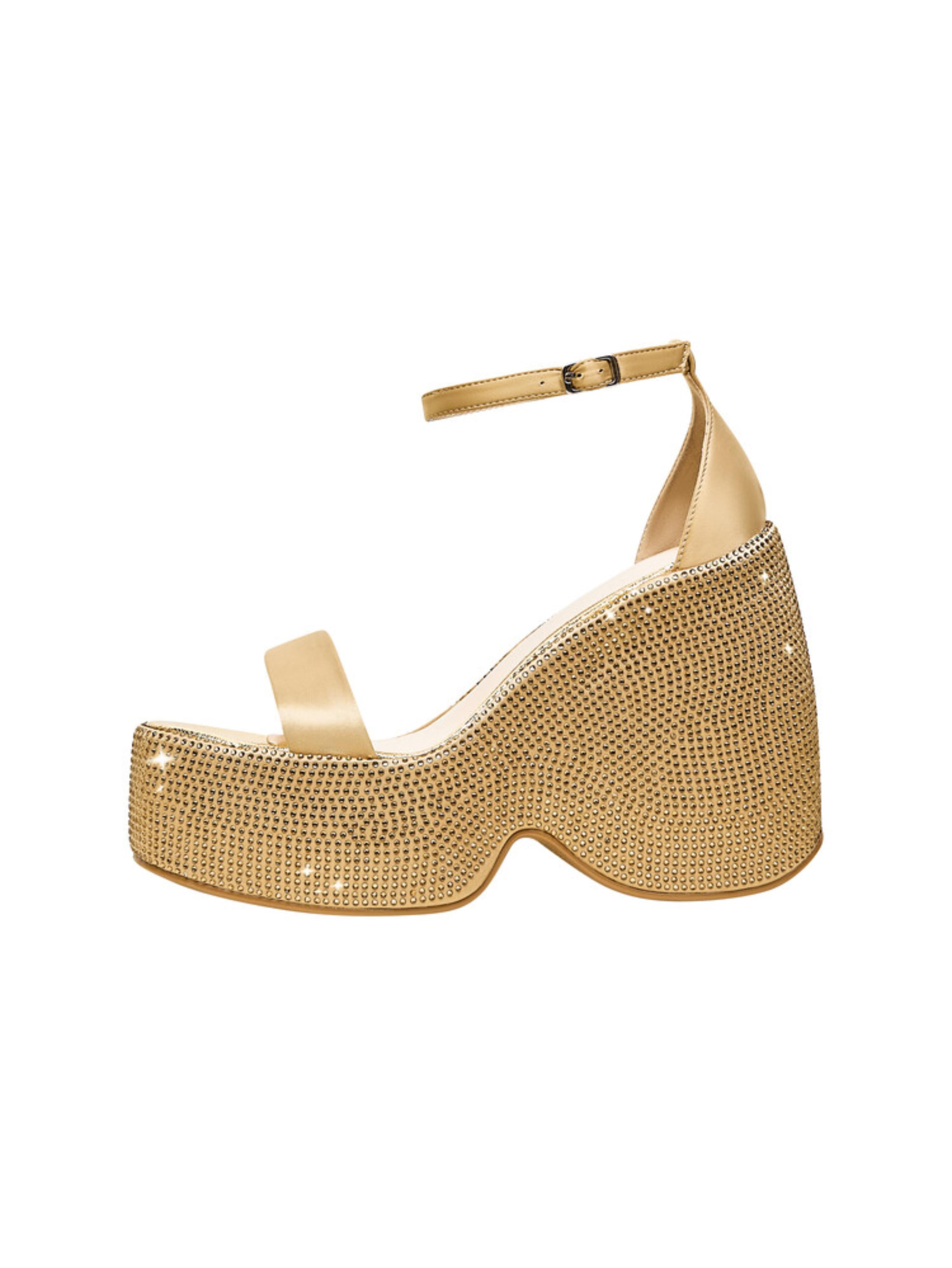 Glamorous Women's Gold High Heel Platform Sandals