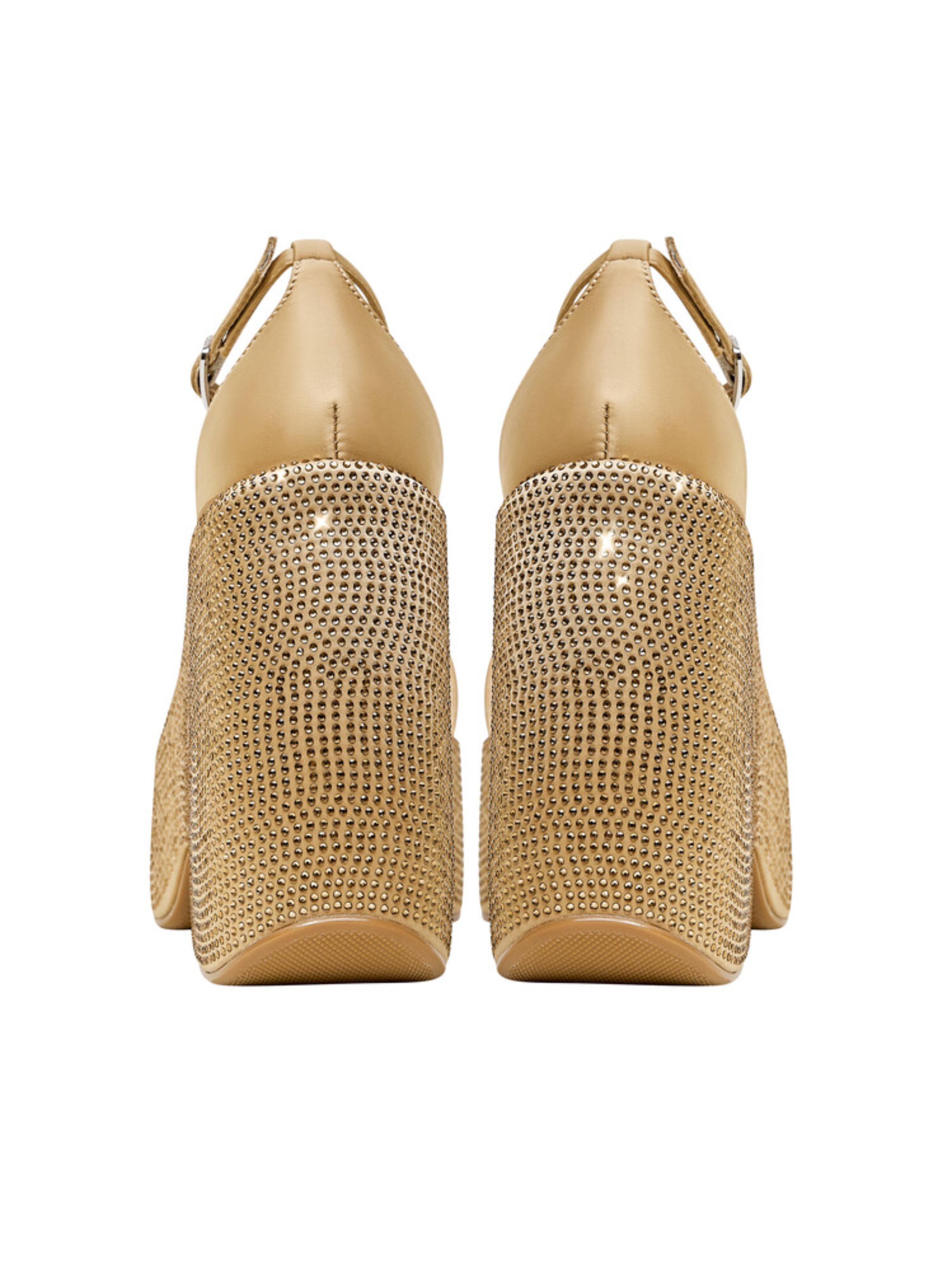 Glamorous Women's Gold High Heel Platform Sandals