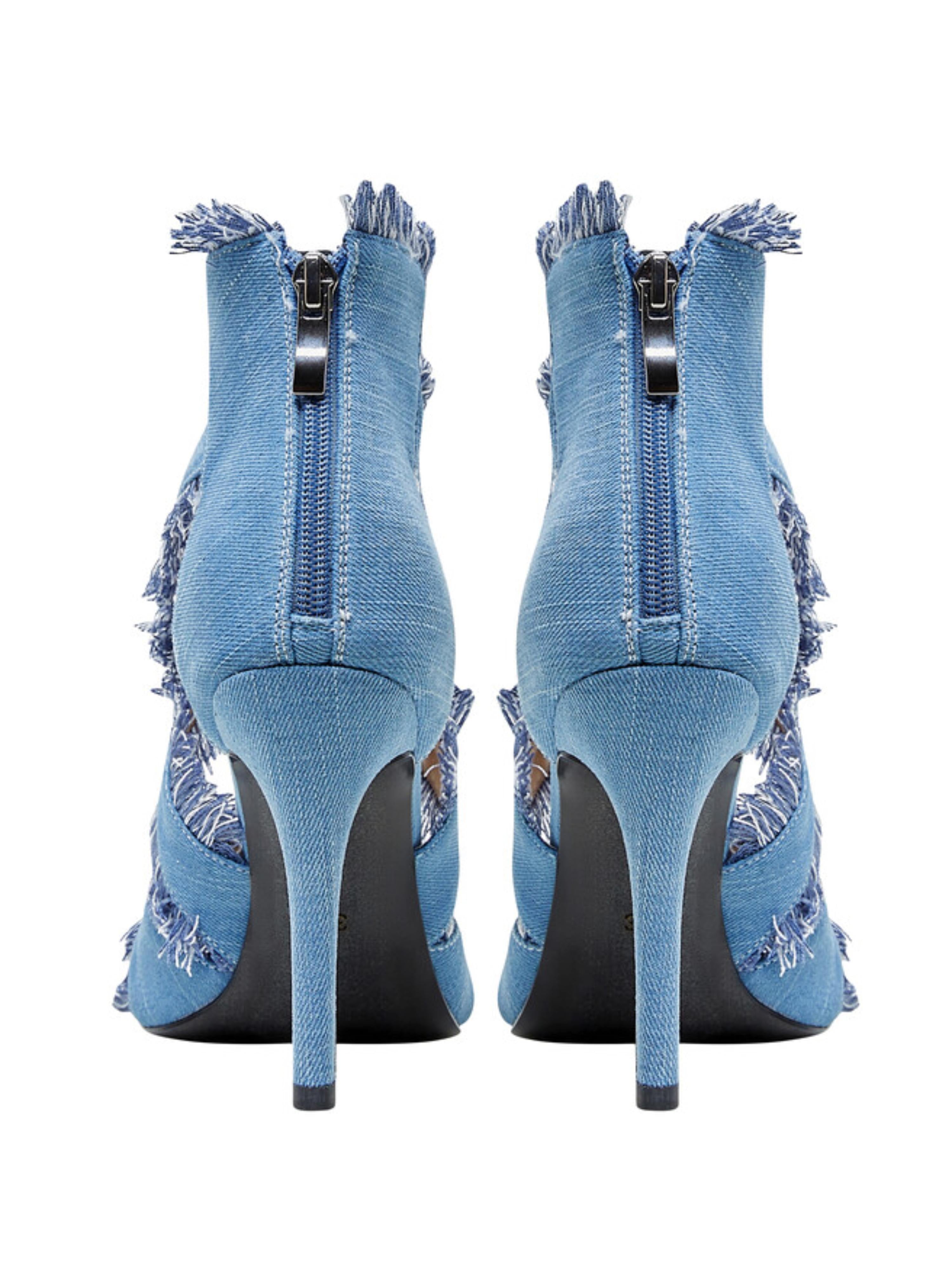 Distressed Frayed Edge Denim Sandals for Women