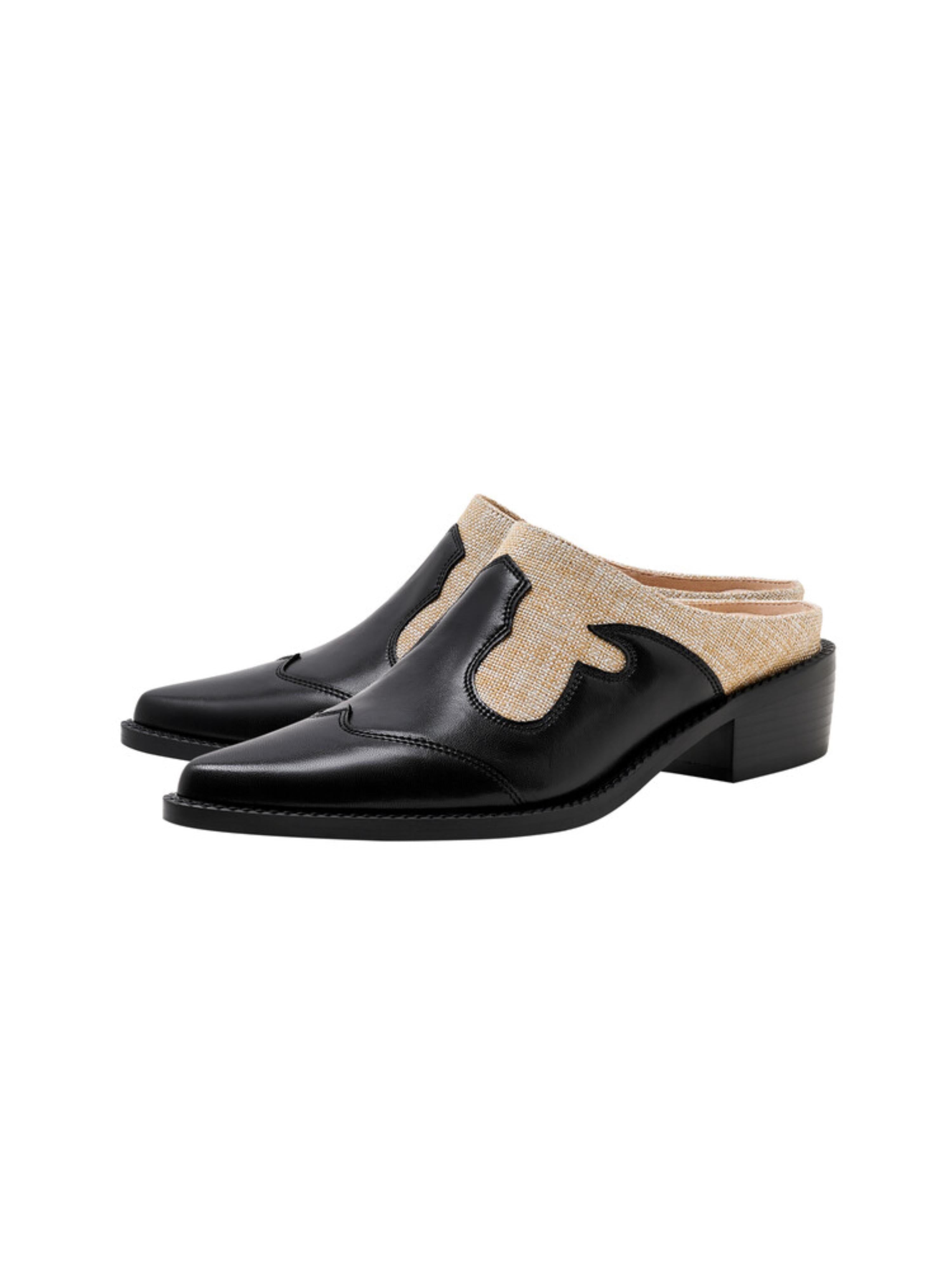 Stylish Pointed Toe Western Mules Women's Black Sandals