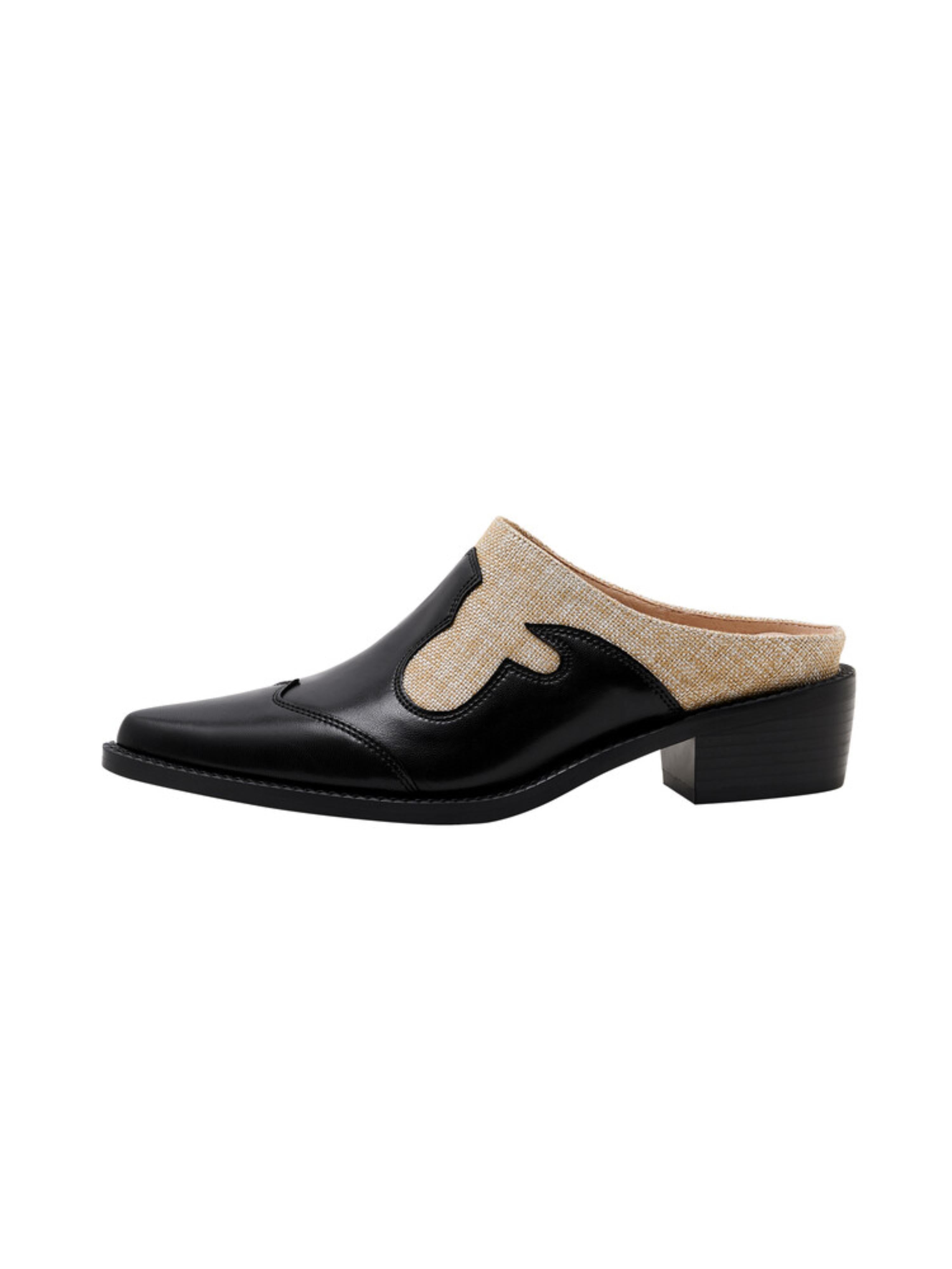 Stylish Pointed Toe Western Mules Women's Black Sandals