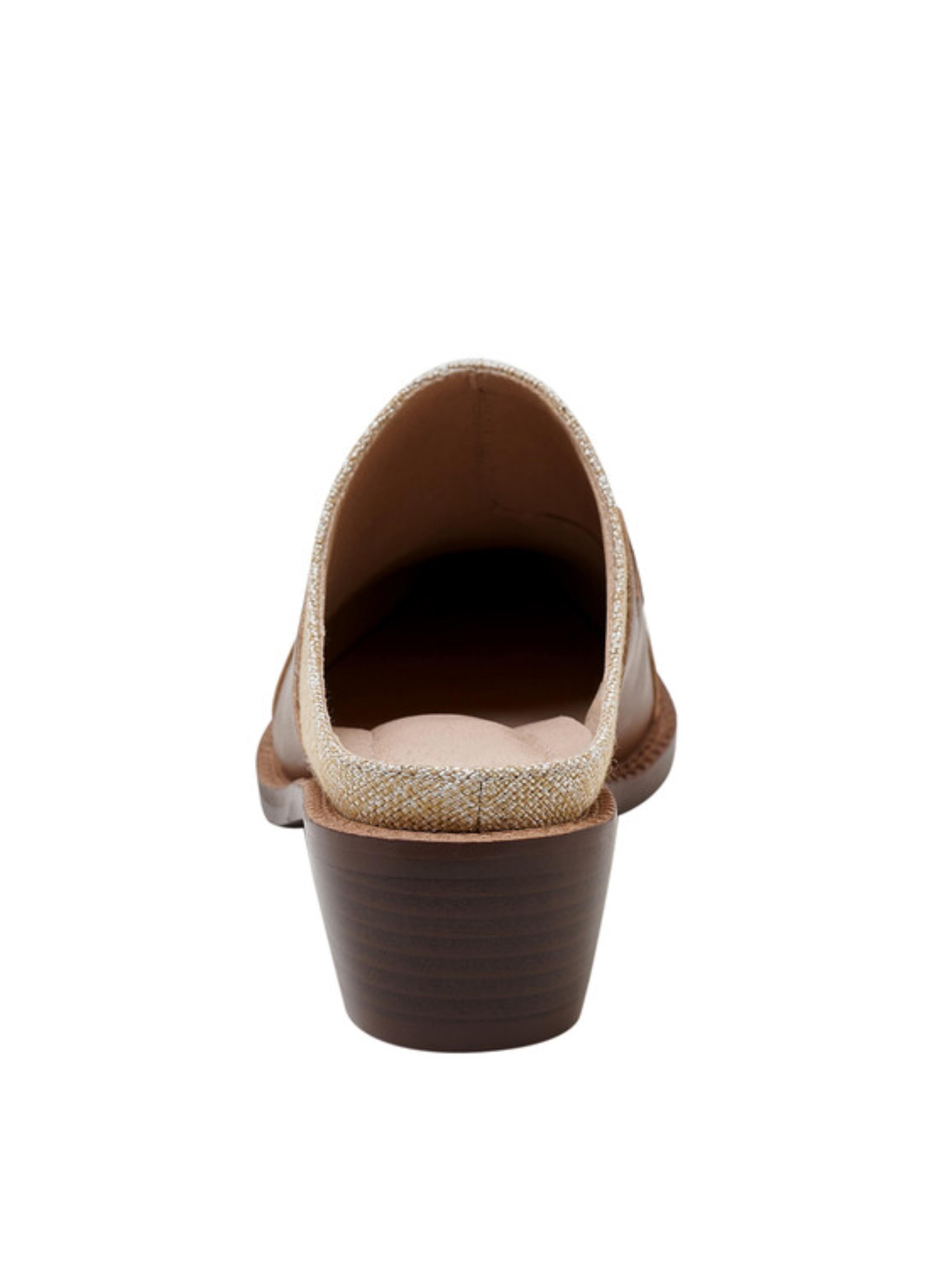 Two-Tone Weatern Mules Block Heel Sandals for Women