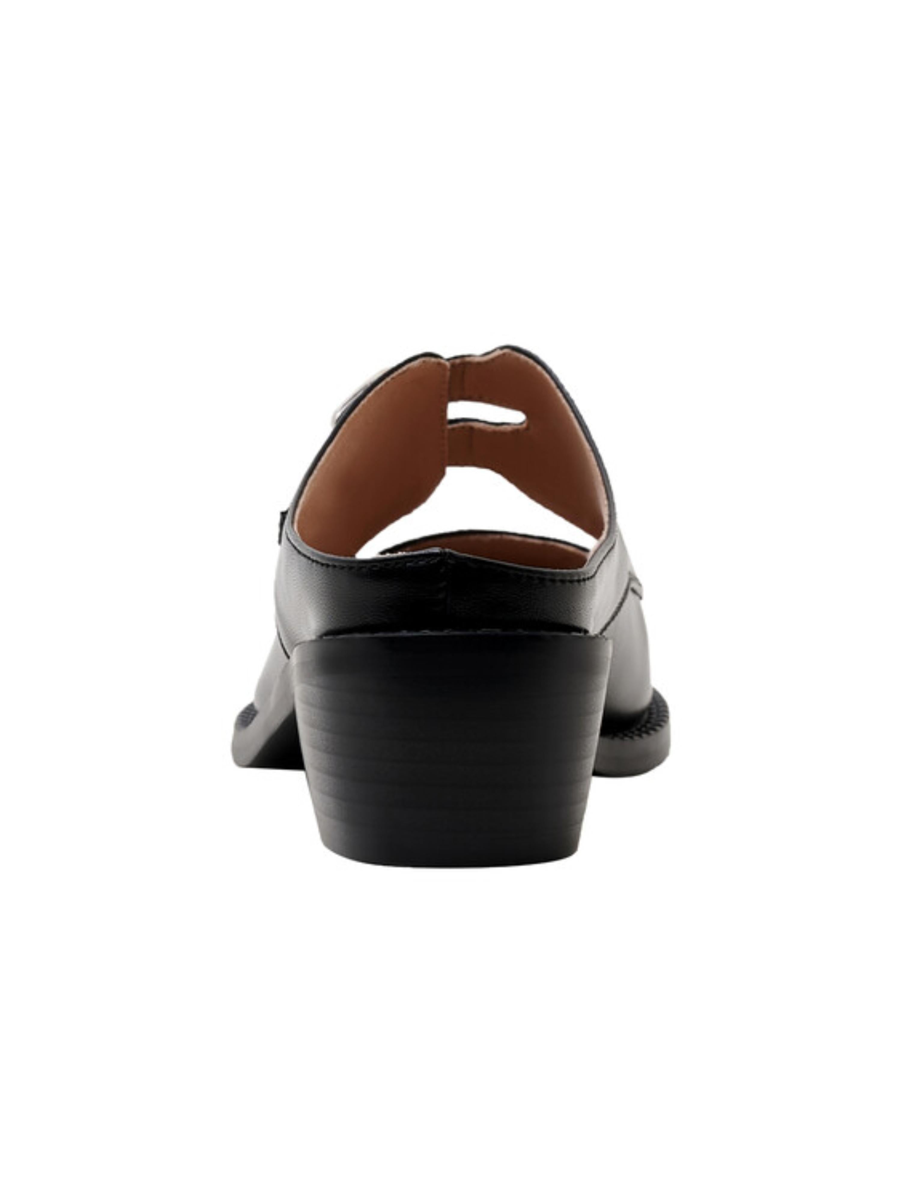 Sleek Dual-Buckle Pointed Toe Mules Black Sandals for Women