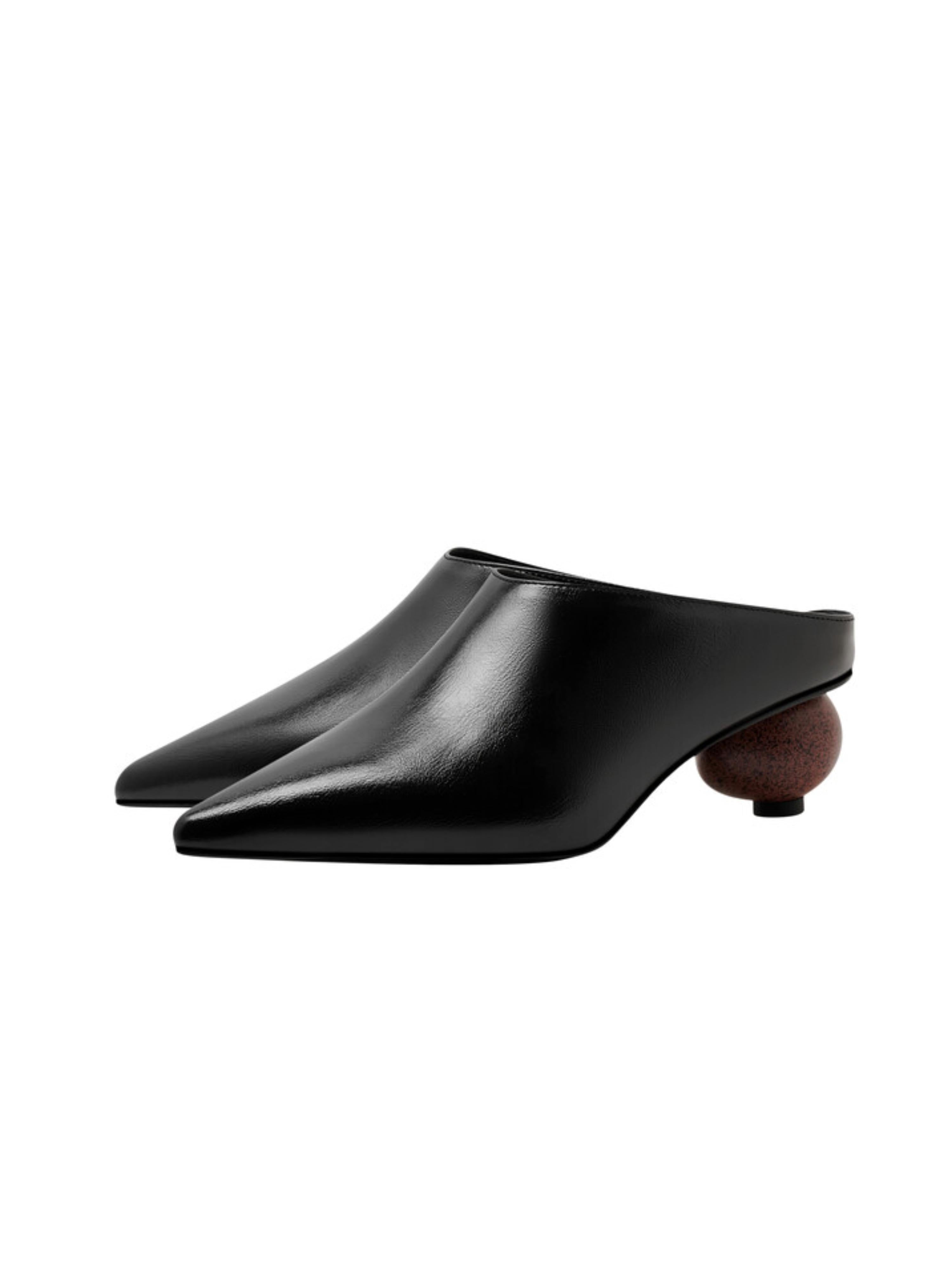 Sculptural Heel Mules Black Sandals for Women