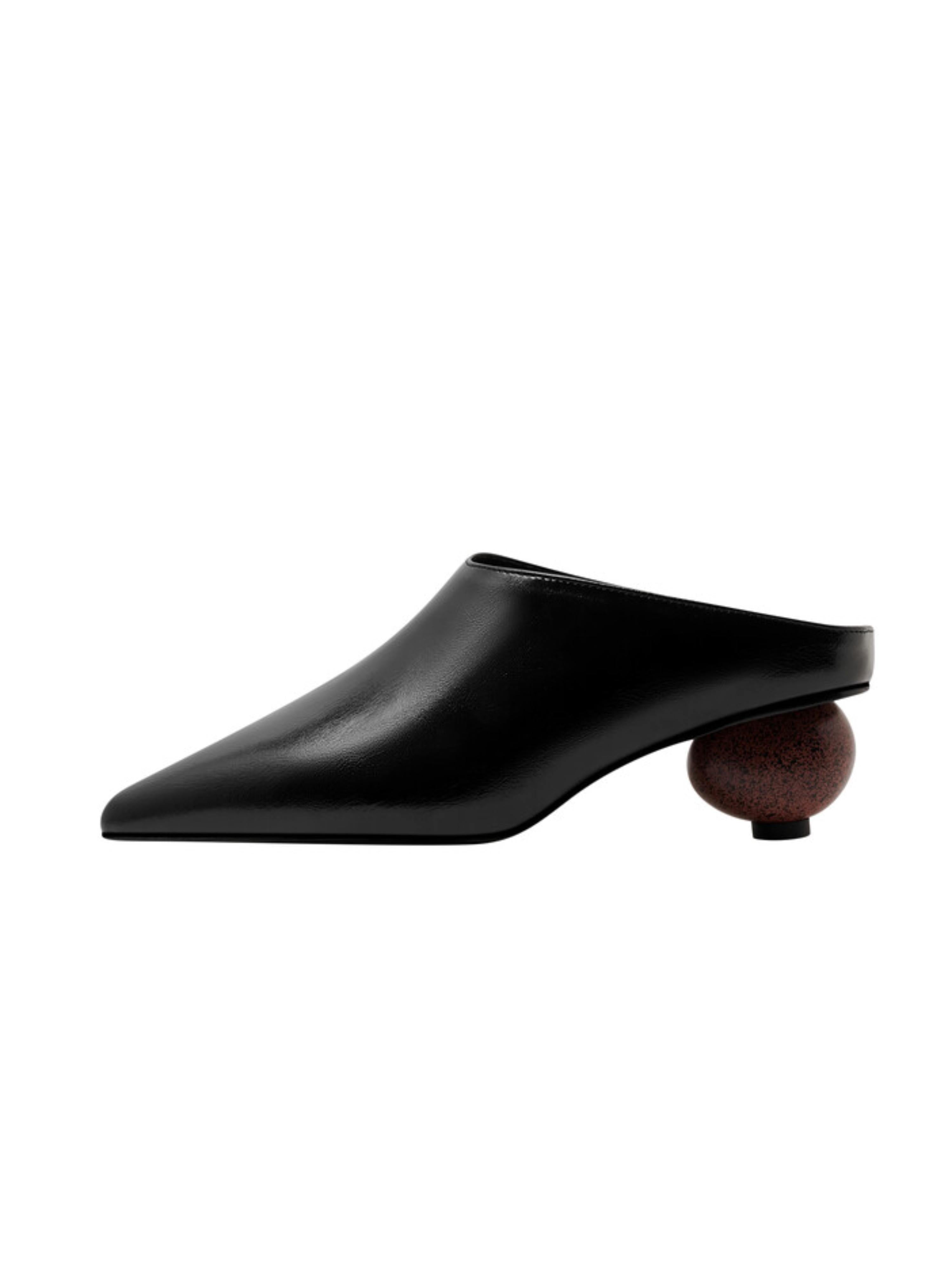 Sculptural Heel Mules Black Sandals for Women