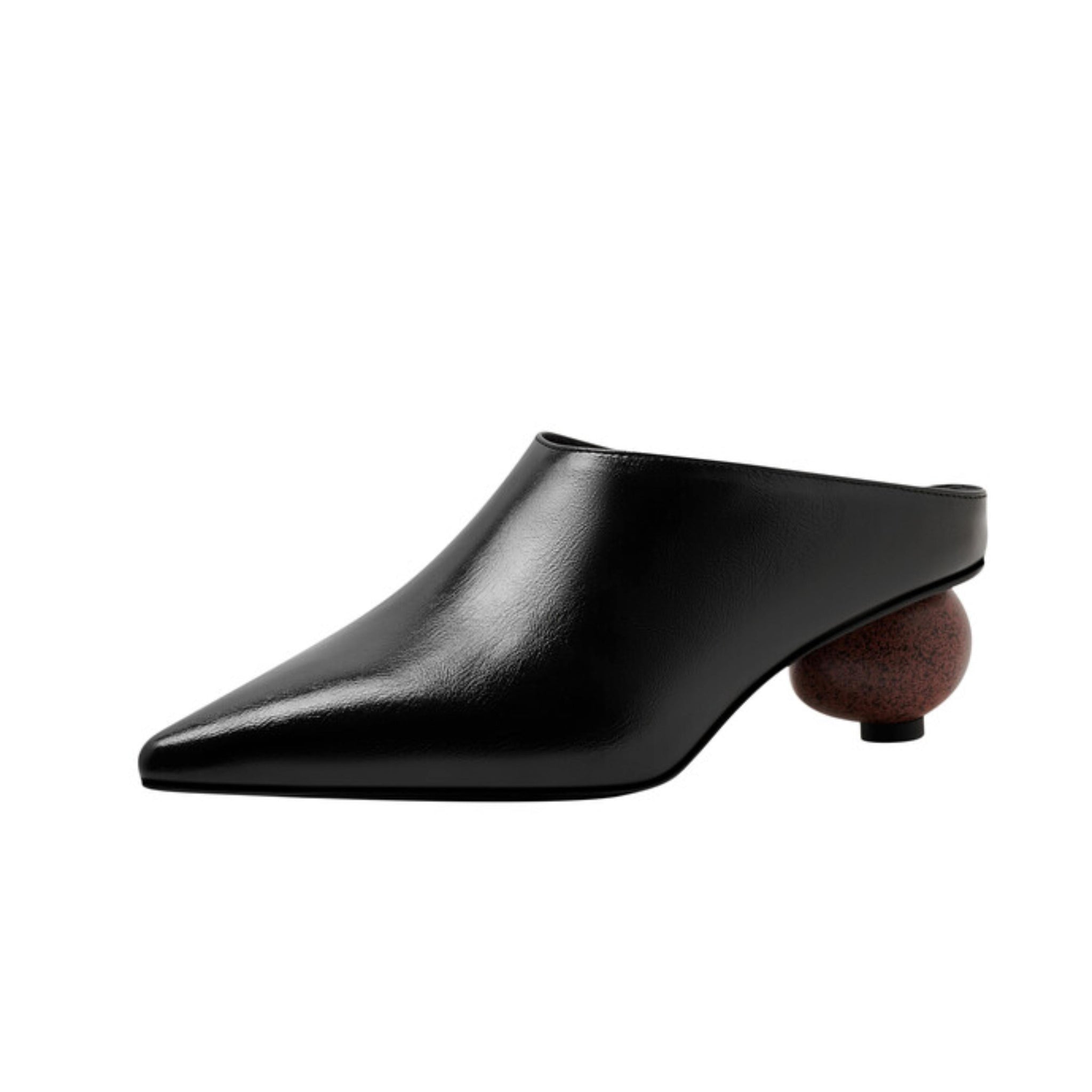 Sculptural Heel Mules Black Sandals for Women