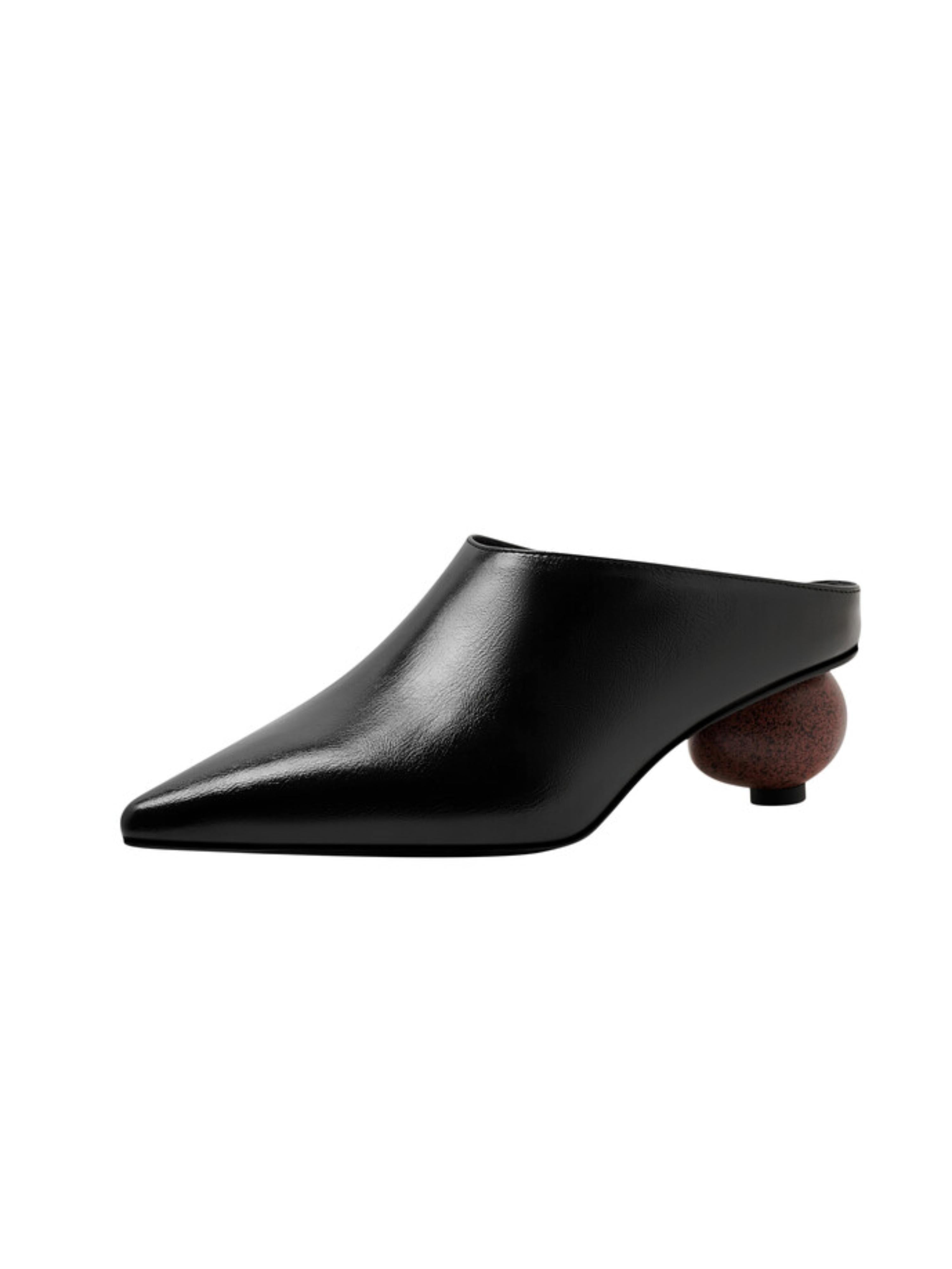 Sculptural Heel Mules Black Sandals for Women