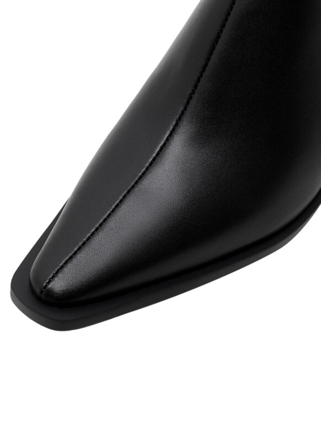 Slip-On Black Leather Block Heel Sandals for Women