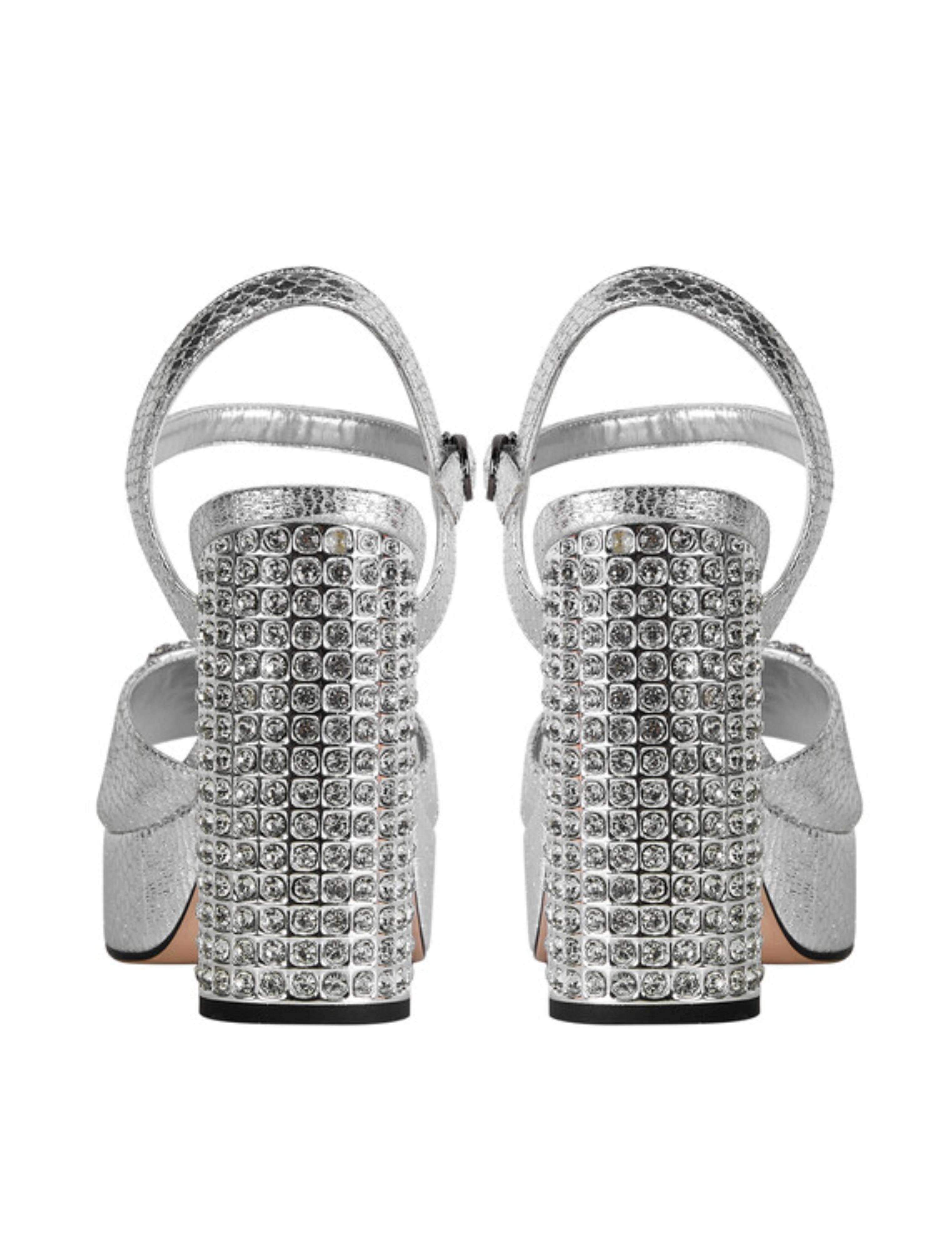 Sparkly Open-Toe Platform Women Silver Sandals