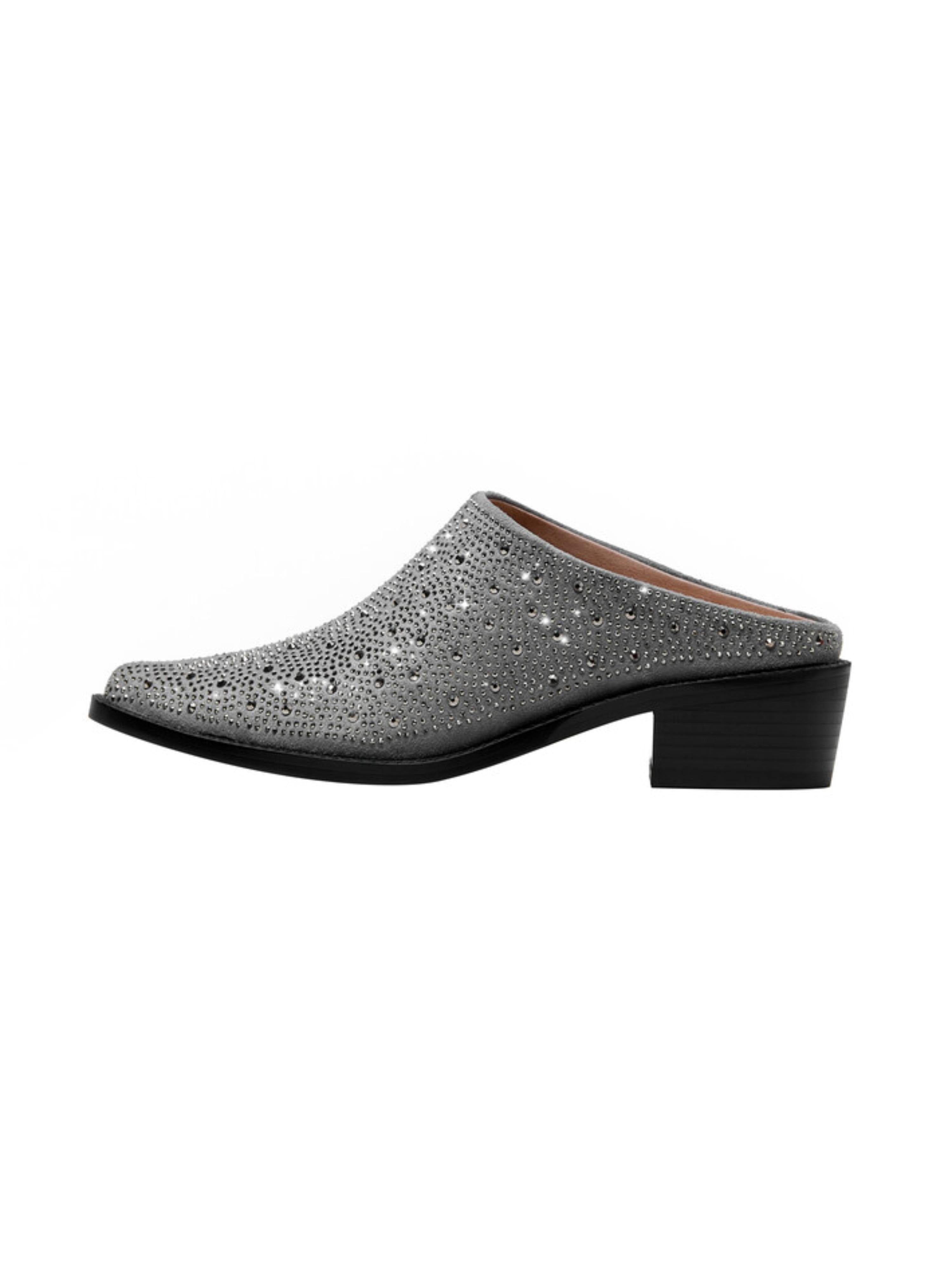 Dazzling Slip-On Heels Luxe Shine Silver Sandals for Women