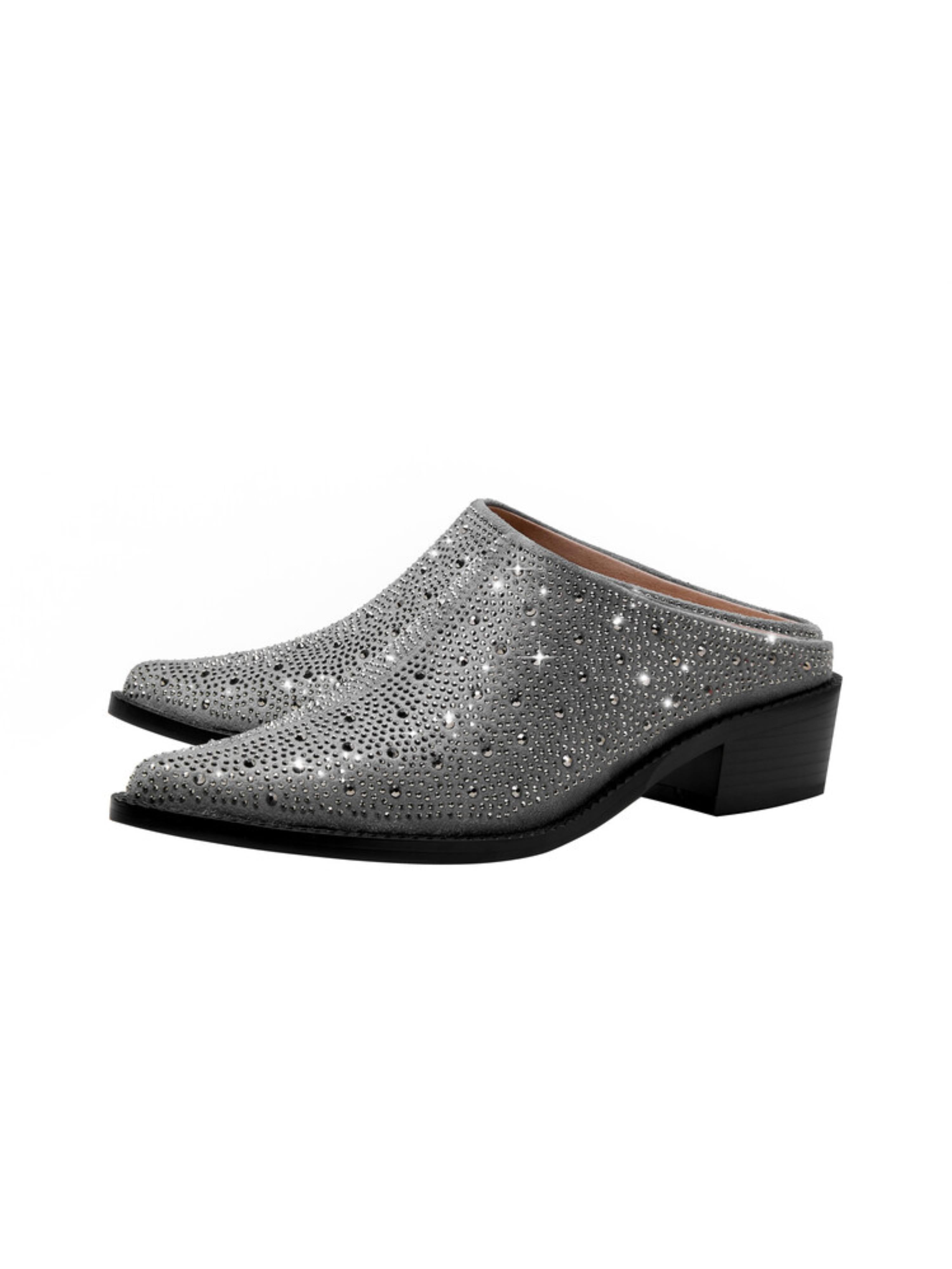 Dazzling Slip-On Heels Luxe Shine Silver Sandals for Women