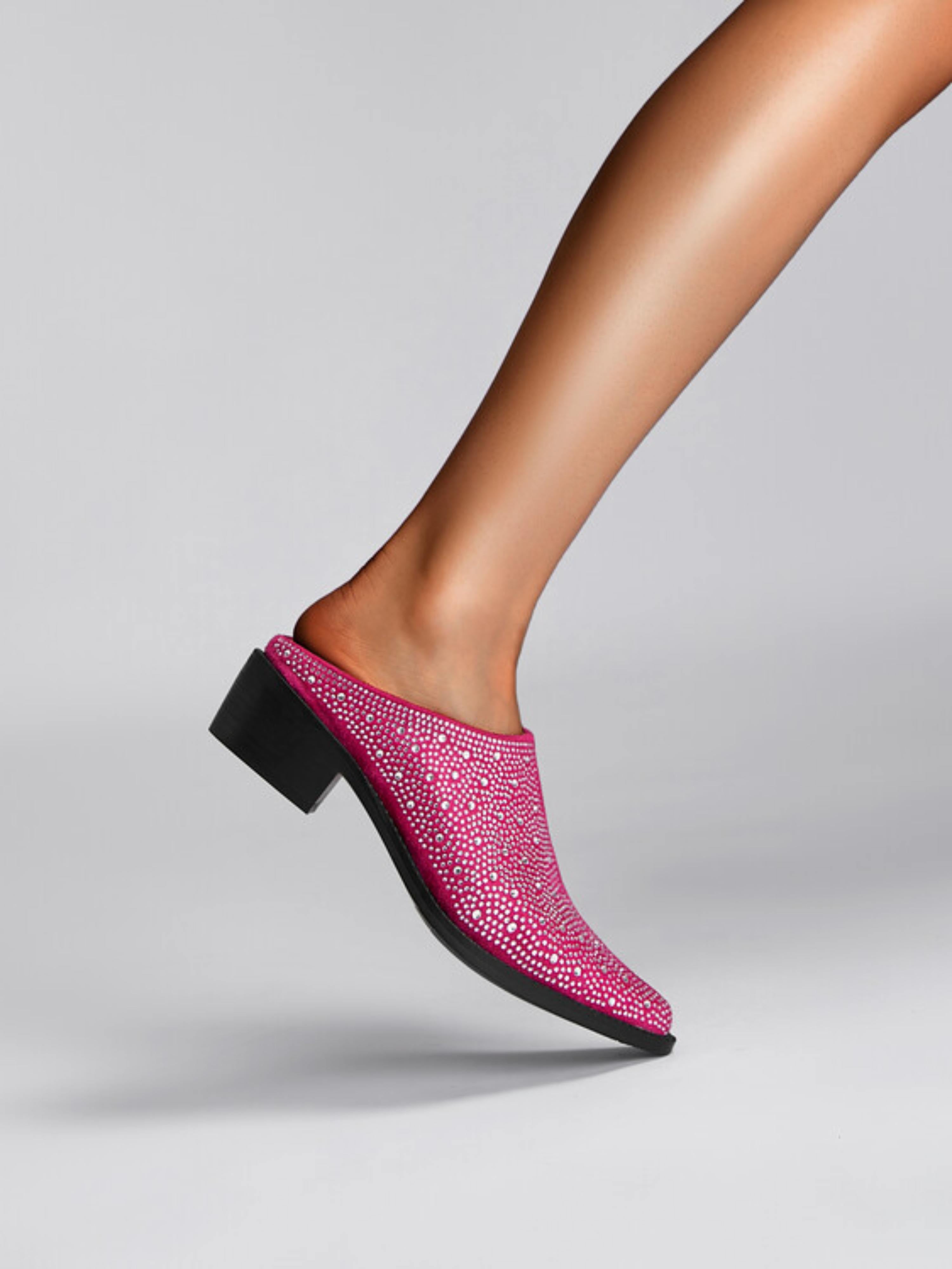 Shiny Rhinestone Mules Slip-On Sandals for Women