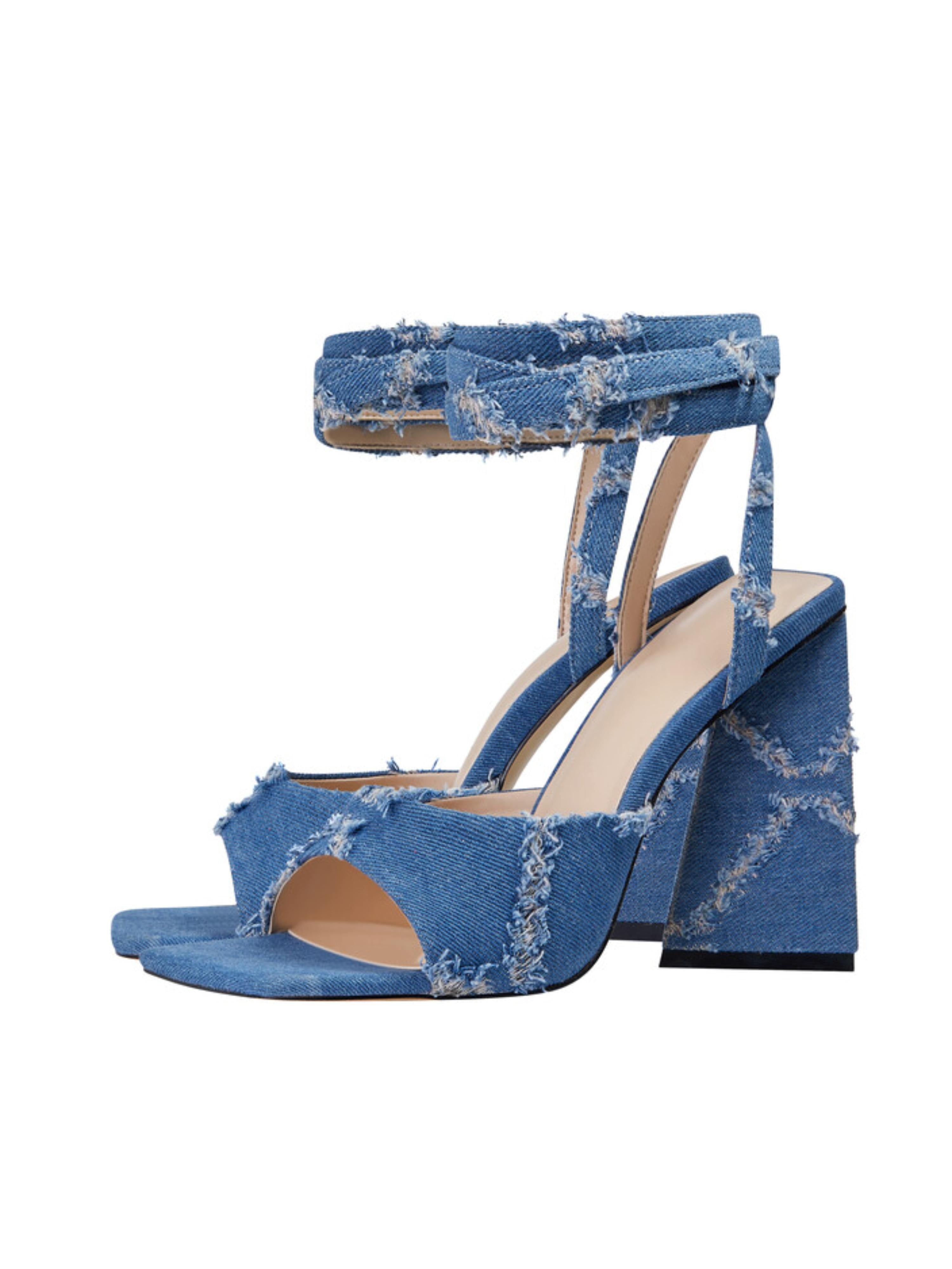 Casual Glam Square Toe Denim Sandals for Women