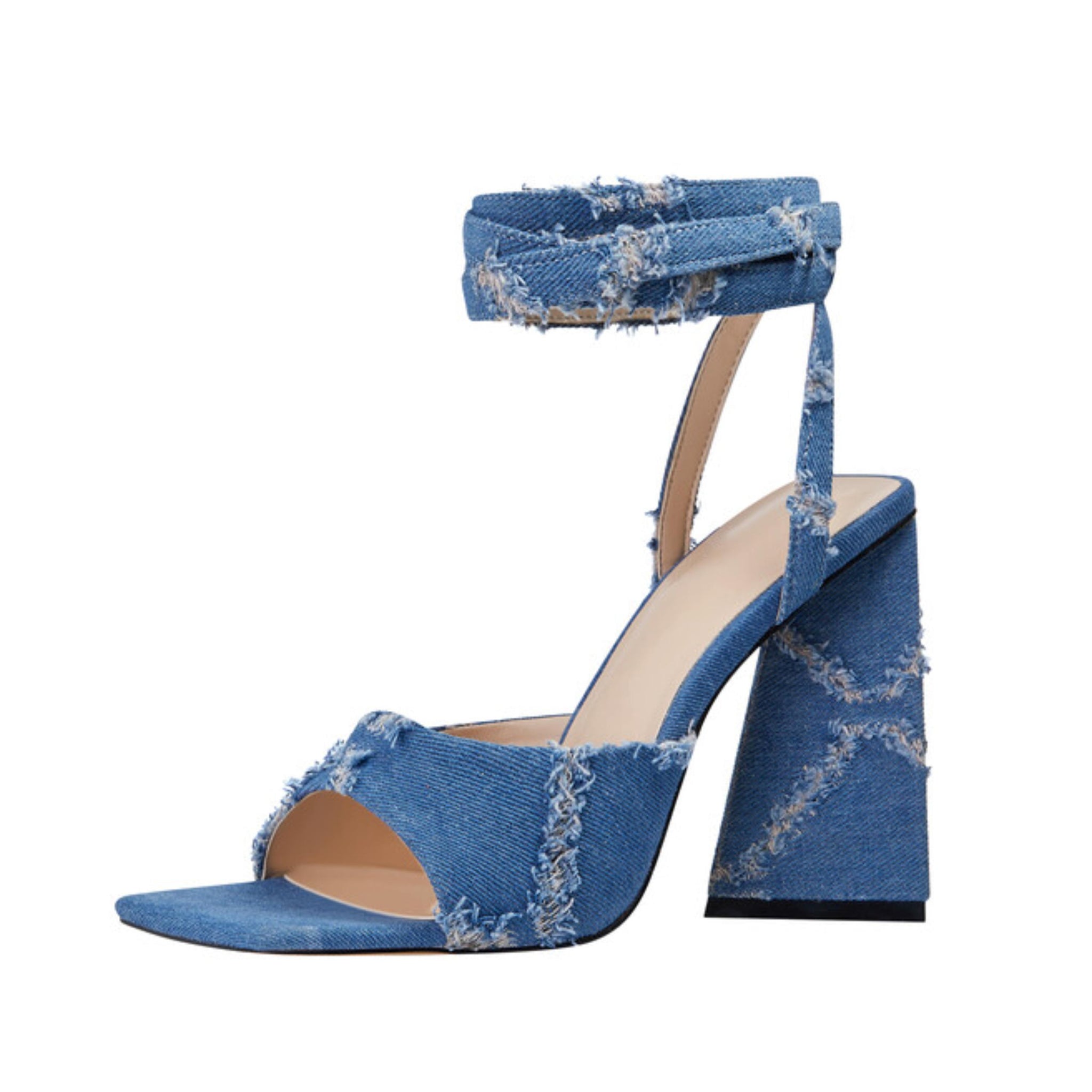 Casual Glam Square Toe Denim Sandals for Women
