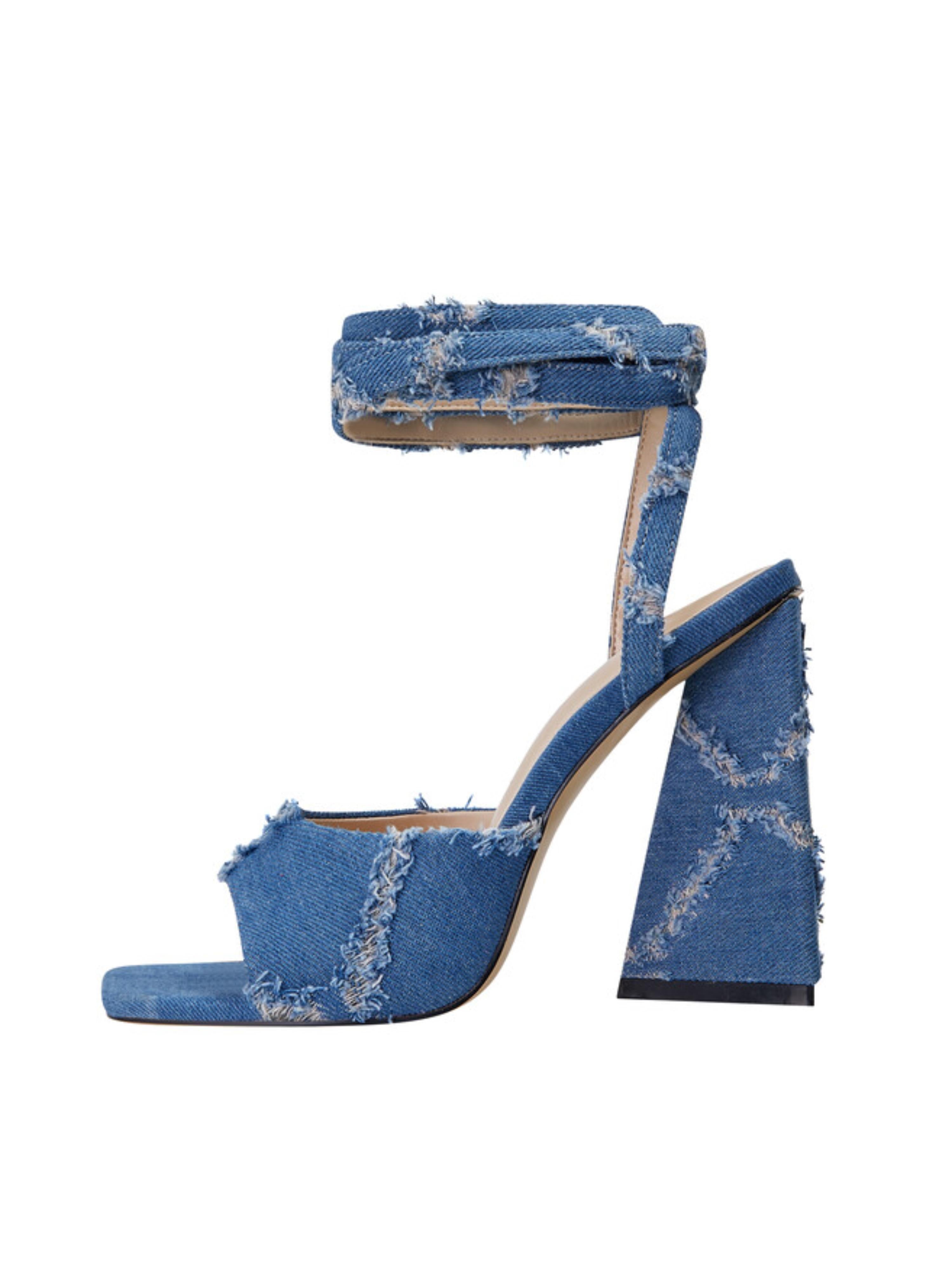 Casual Glam Square Toe Denim Sandals for Women