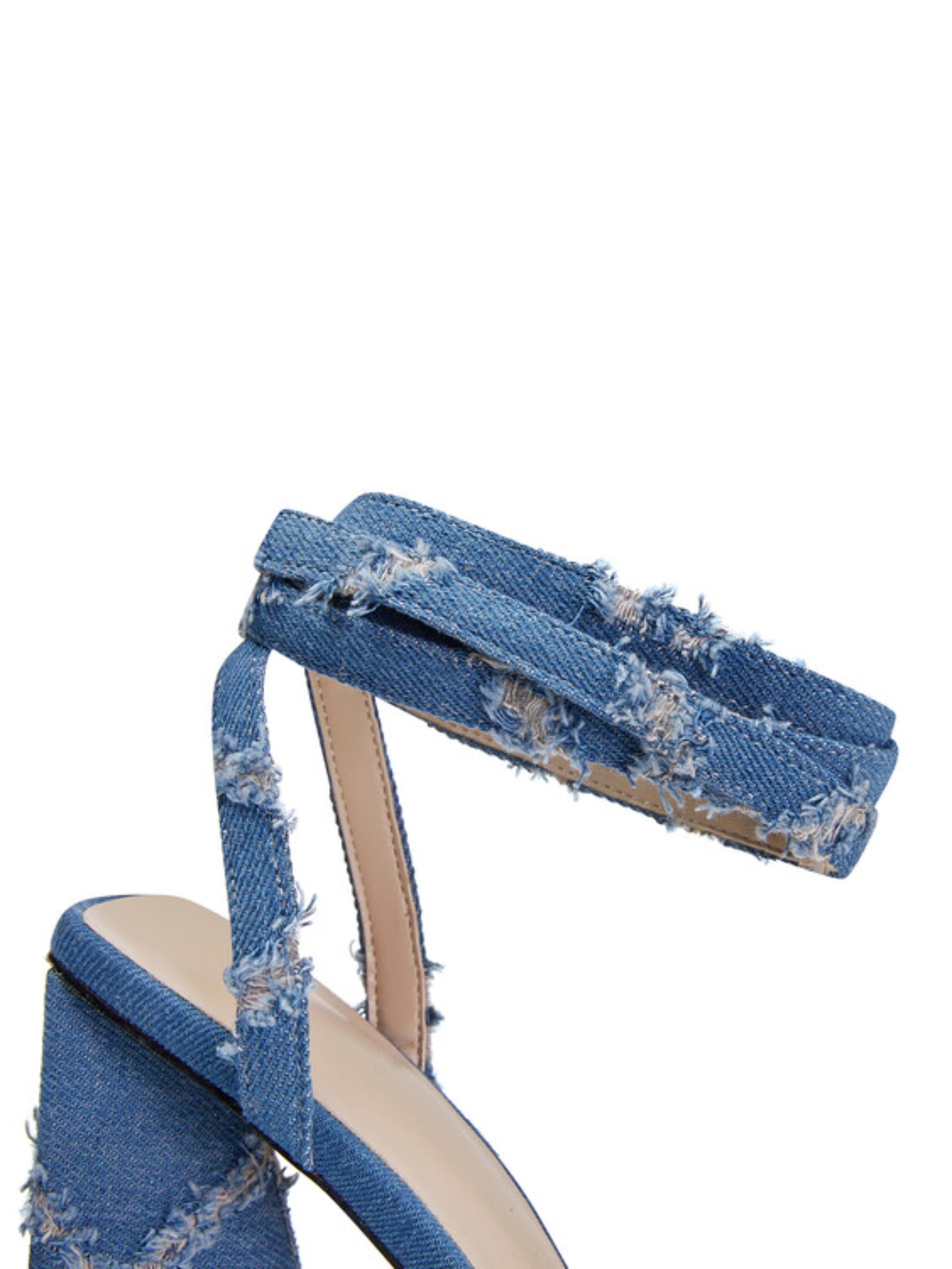 Casual Glam Square Toe Denim Sandals for Women