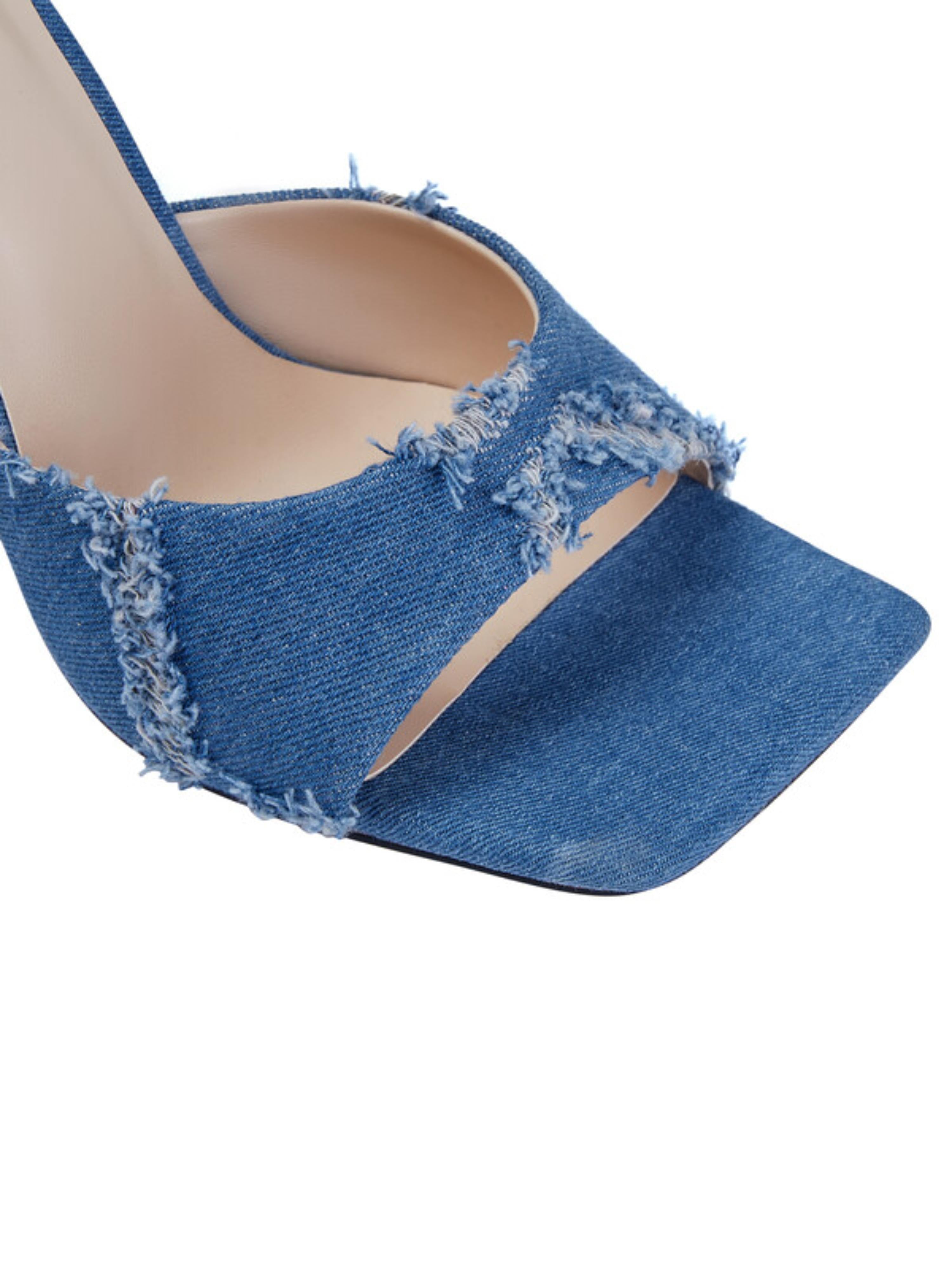 Casual Glam Square Toe Denim Sandals for Women