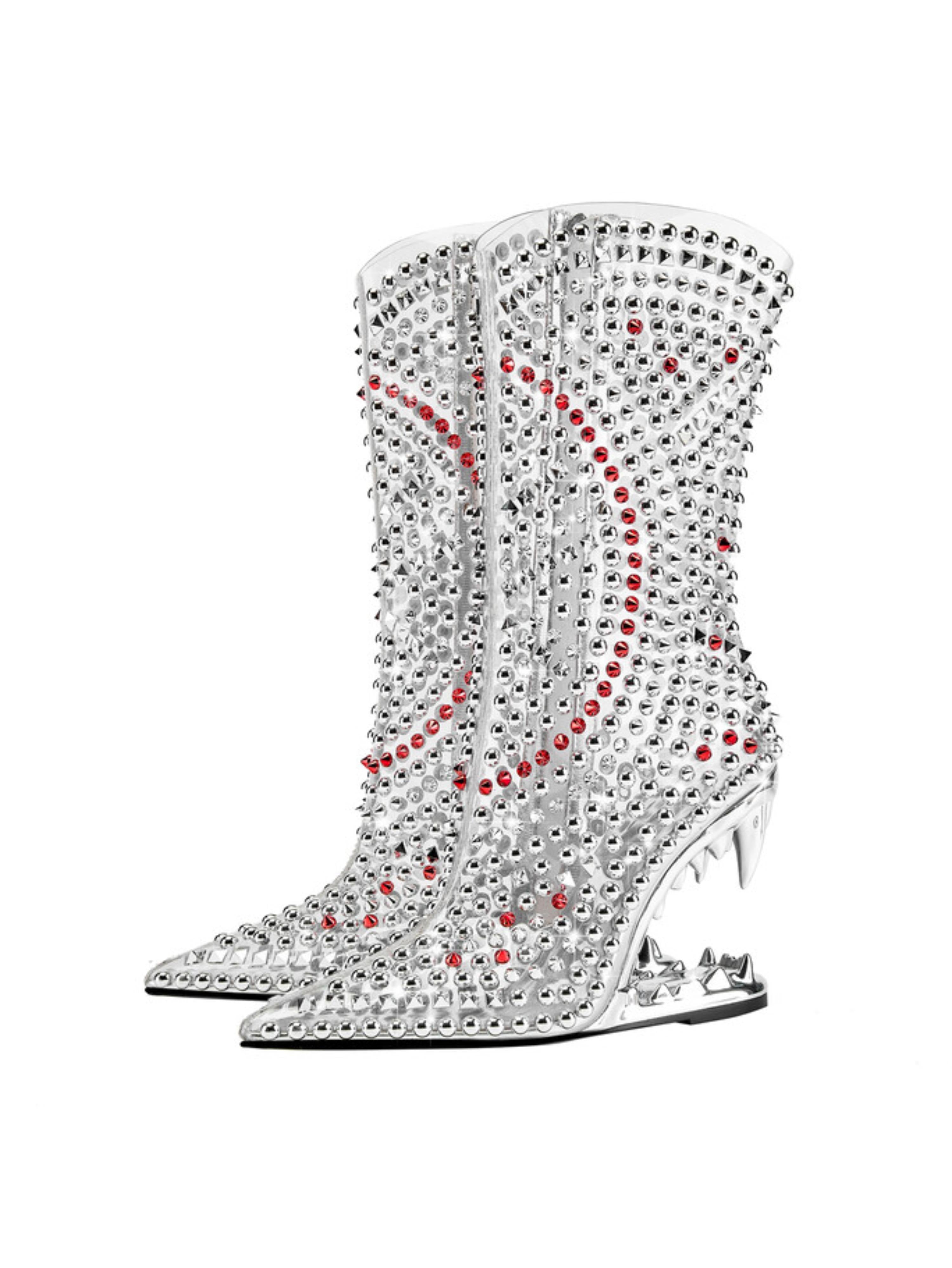 Runway Bold Rhinestone Studded Boots Sandals for Women