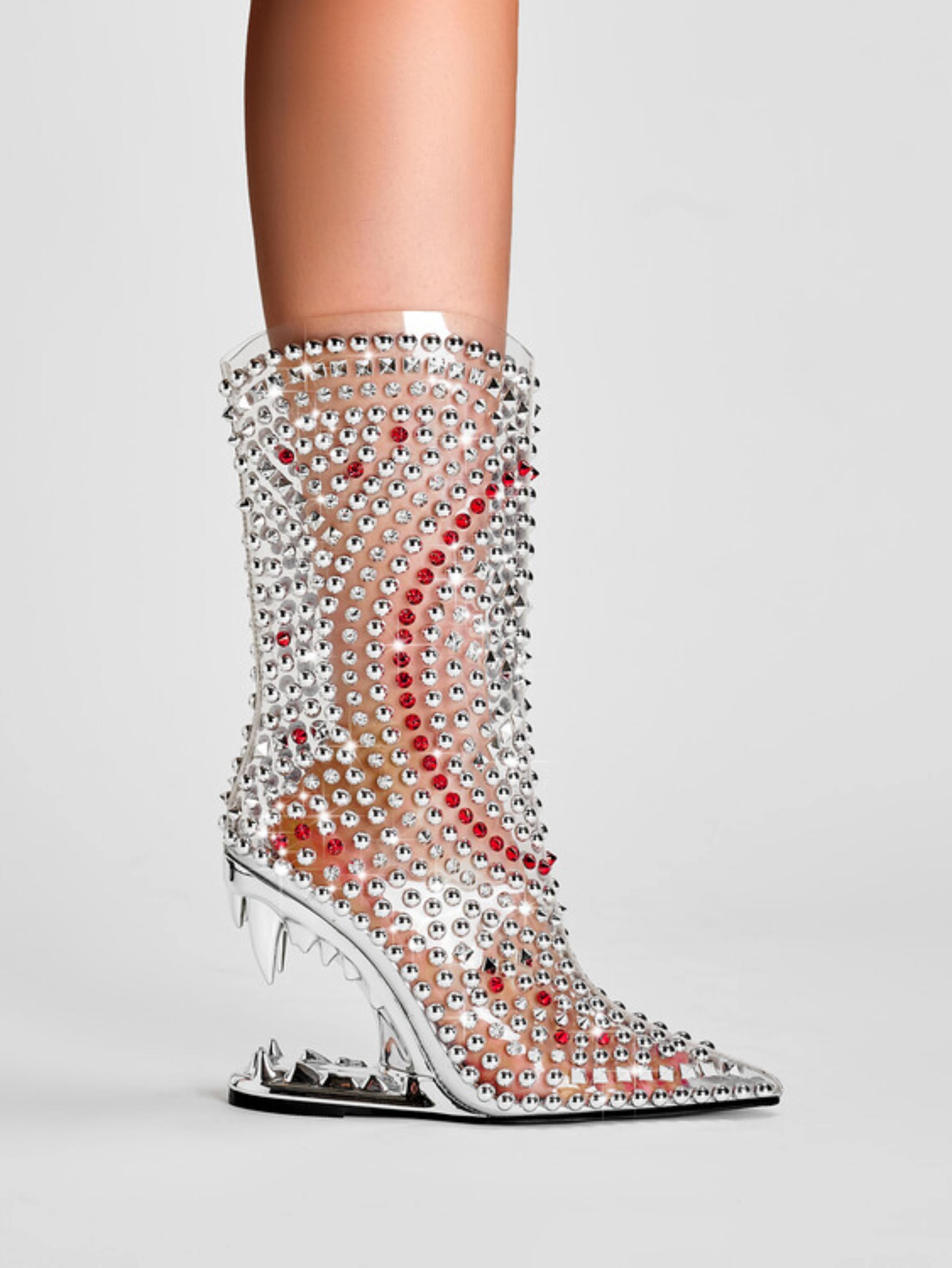 Runway Bold Rhinestone Studded Boots Sandals for Women