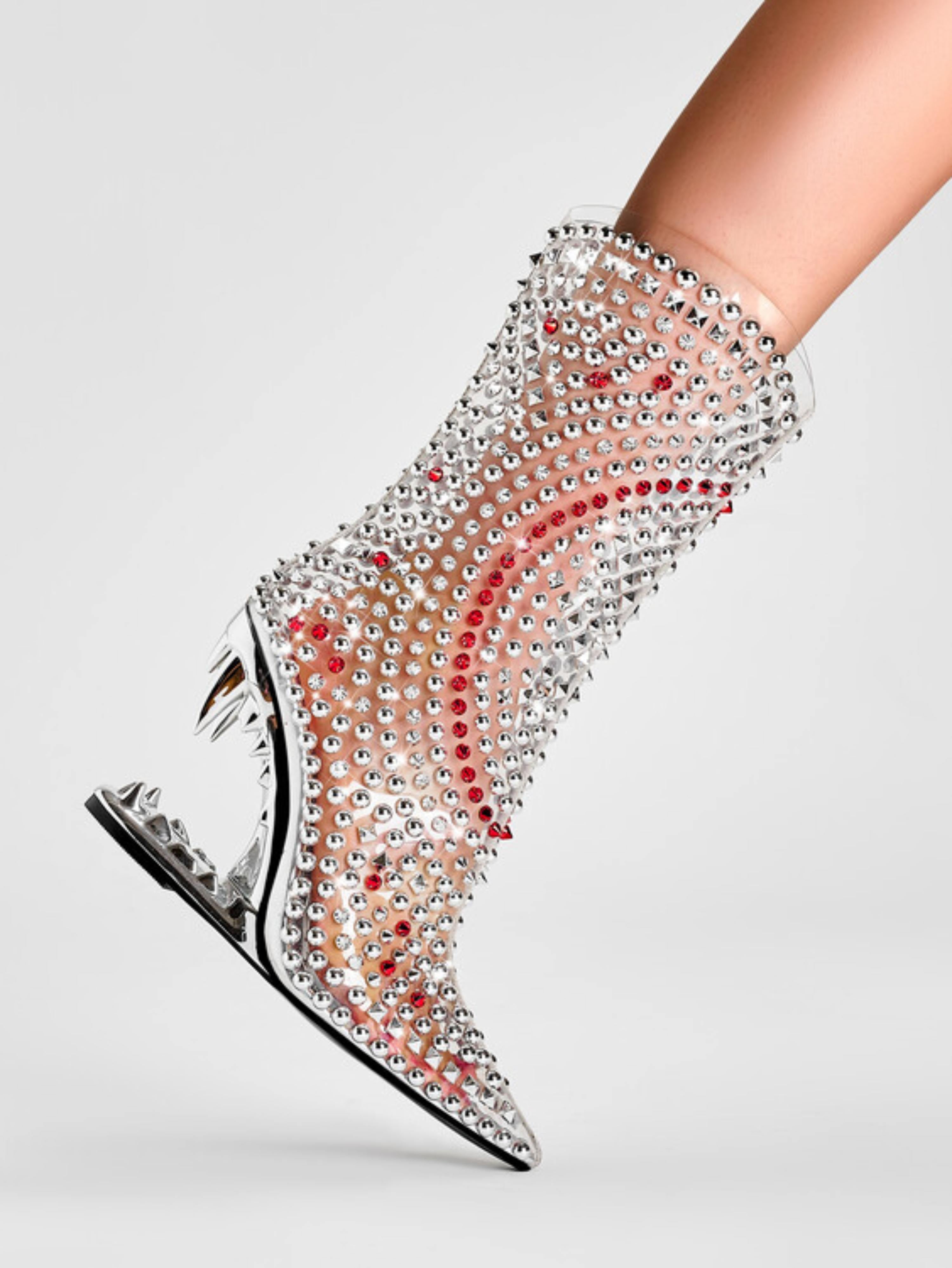 Runway Bold Rhinestone Studded Boots Sandals for Women