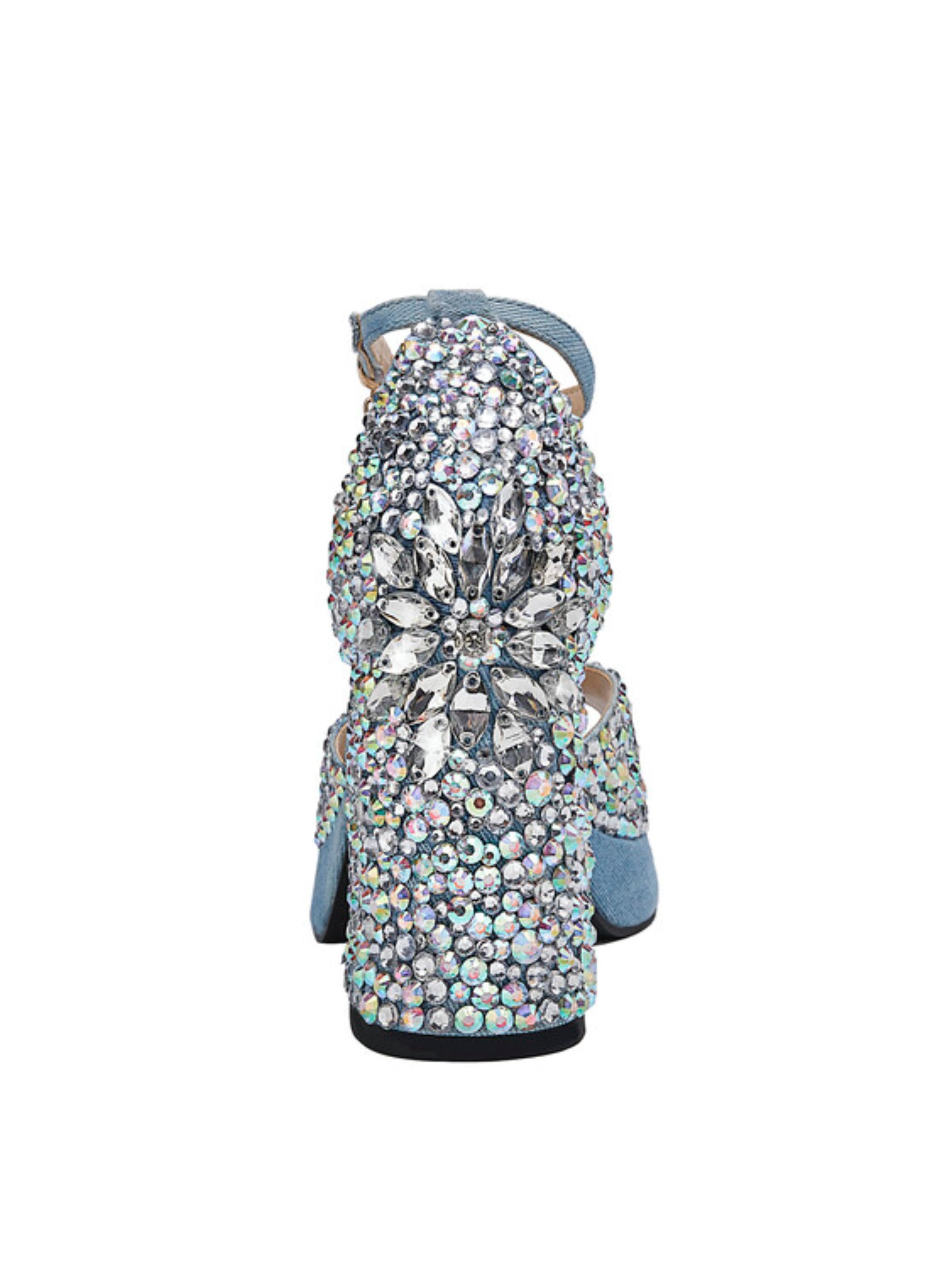 Blue Denim Block Heel Platform Sandals for Women