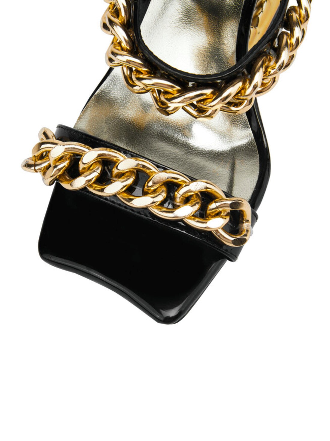 Golden Chain Sculpted Fang Heel Luxury Women‘s Sandals