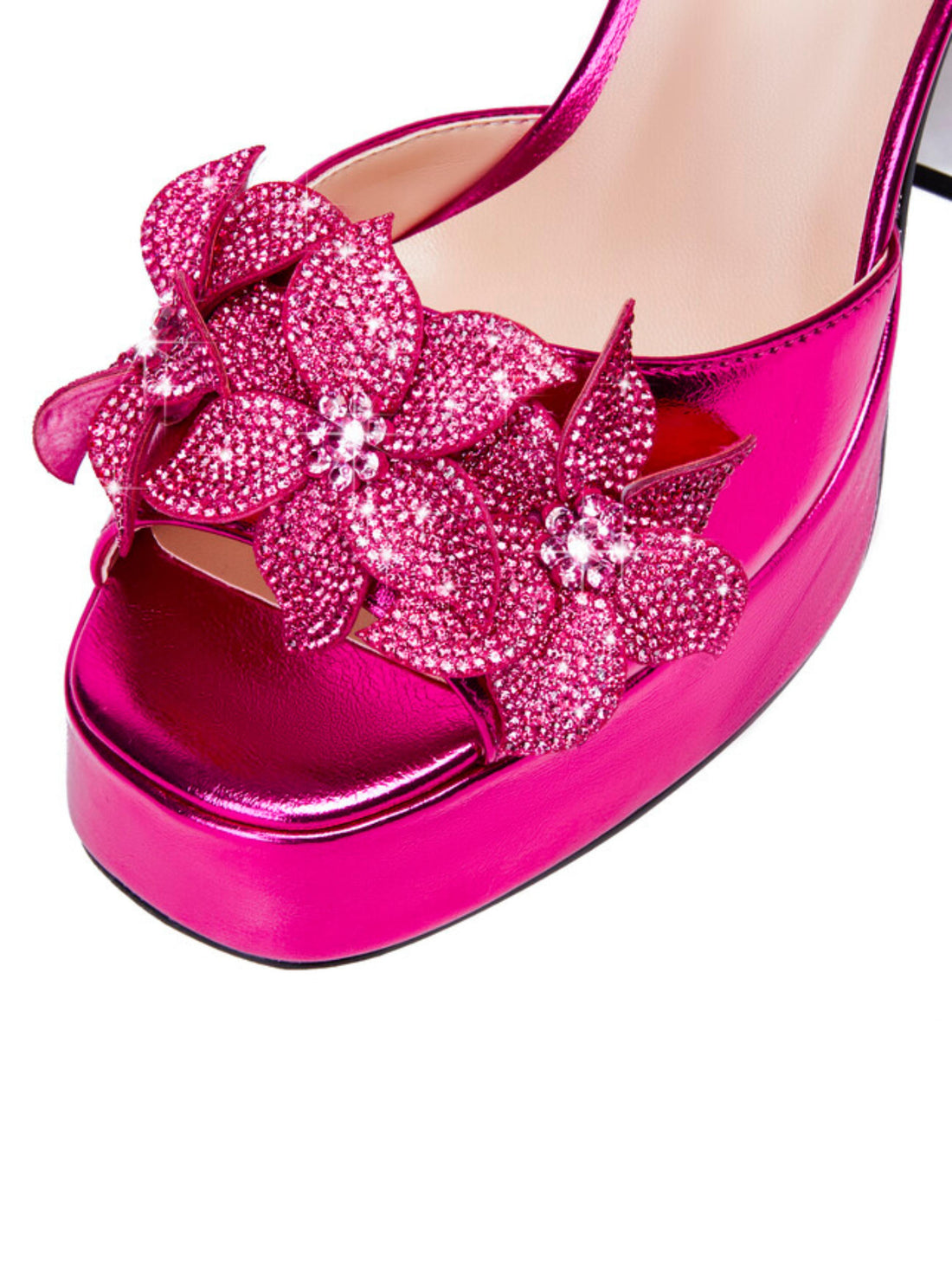 Shiny Pink Party Heels with Rhinestone Women Sandals