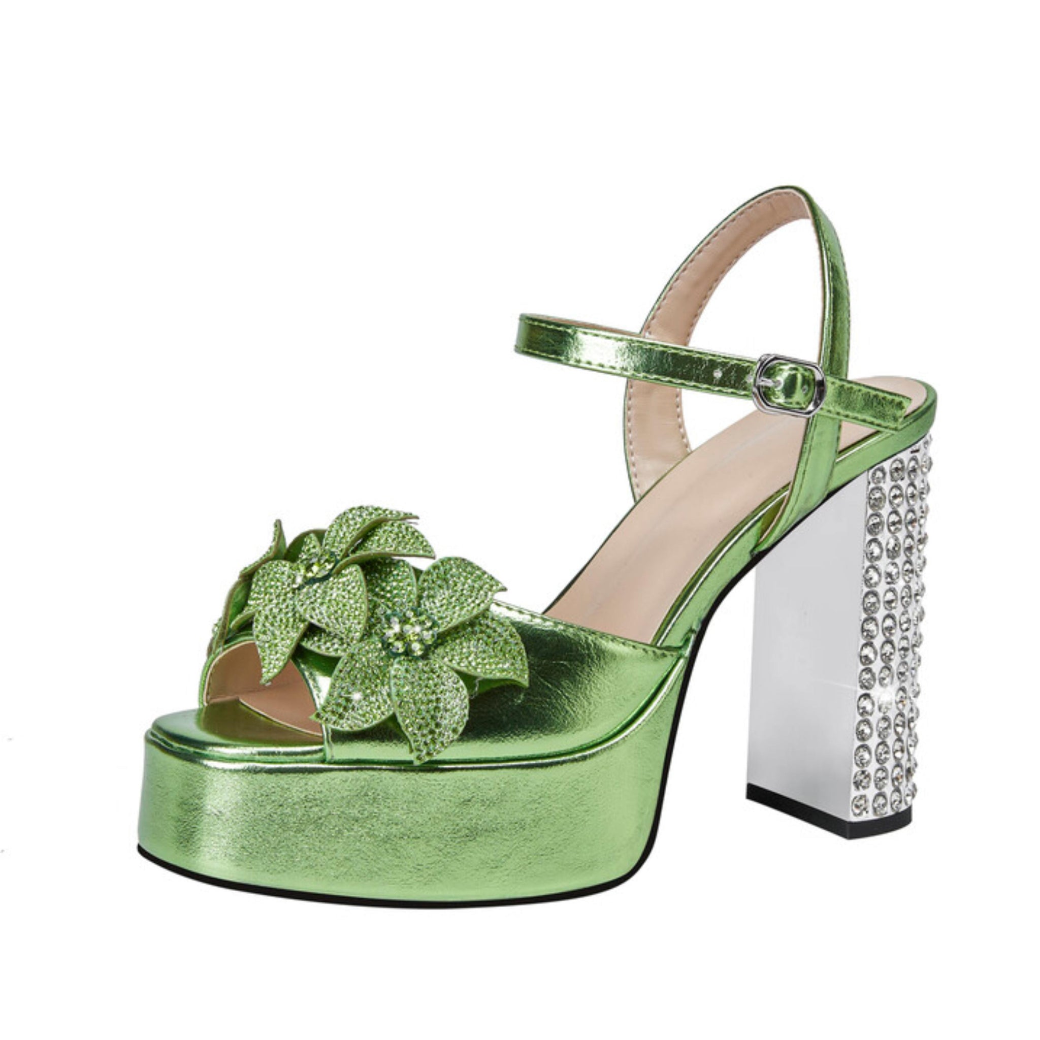 Glamorous Floral Platform Block Heel Sandals for Women