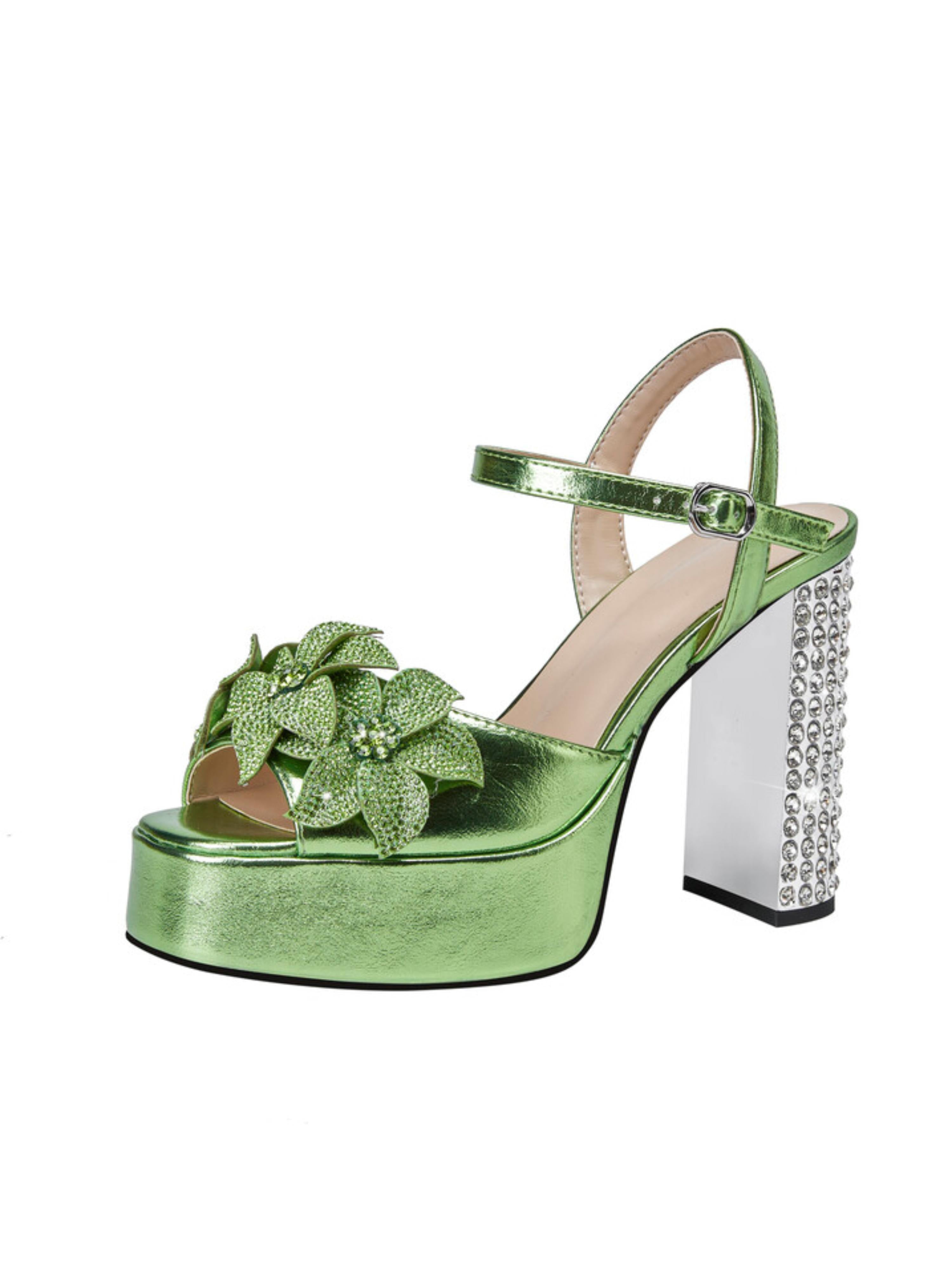 Glamorous Floral Platform Block Heel Sandals for Women