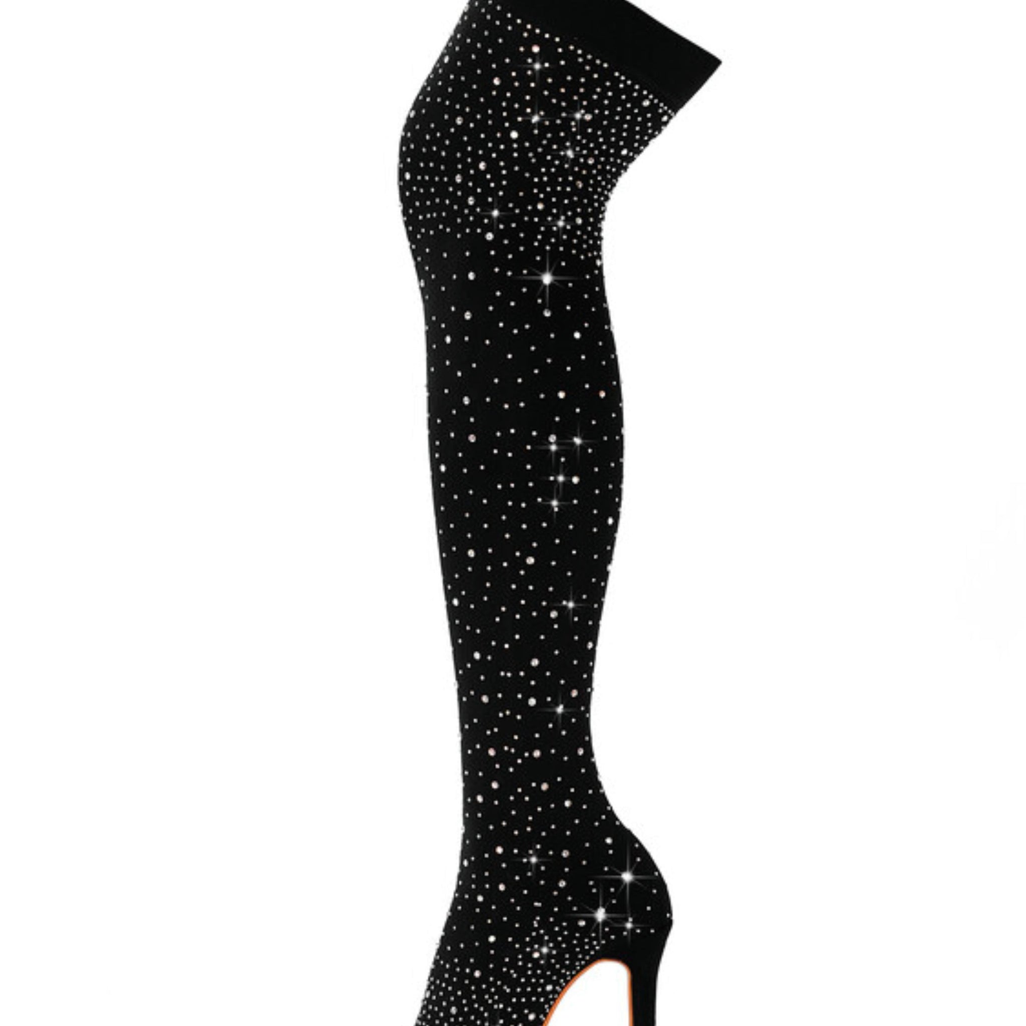 All-Over Rhinestone Glamorous Over-the-Knee Stiletto Boots Women Sandals