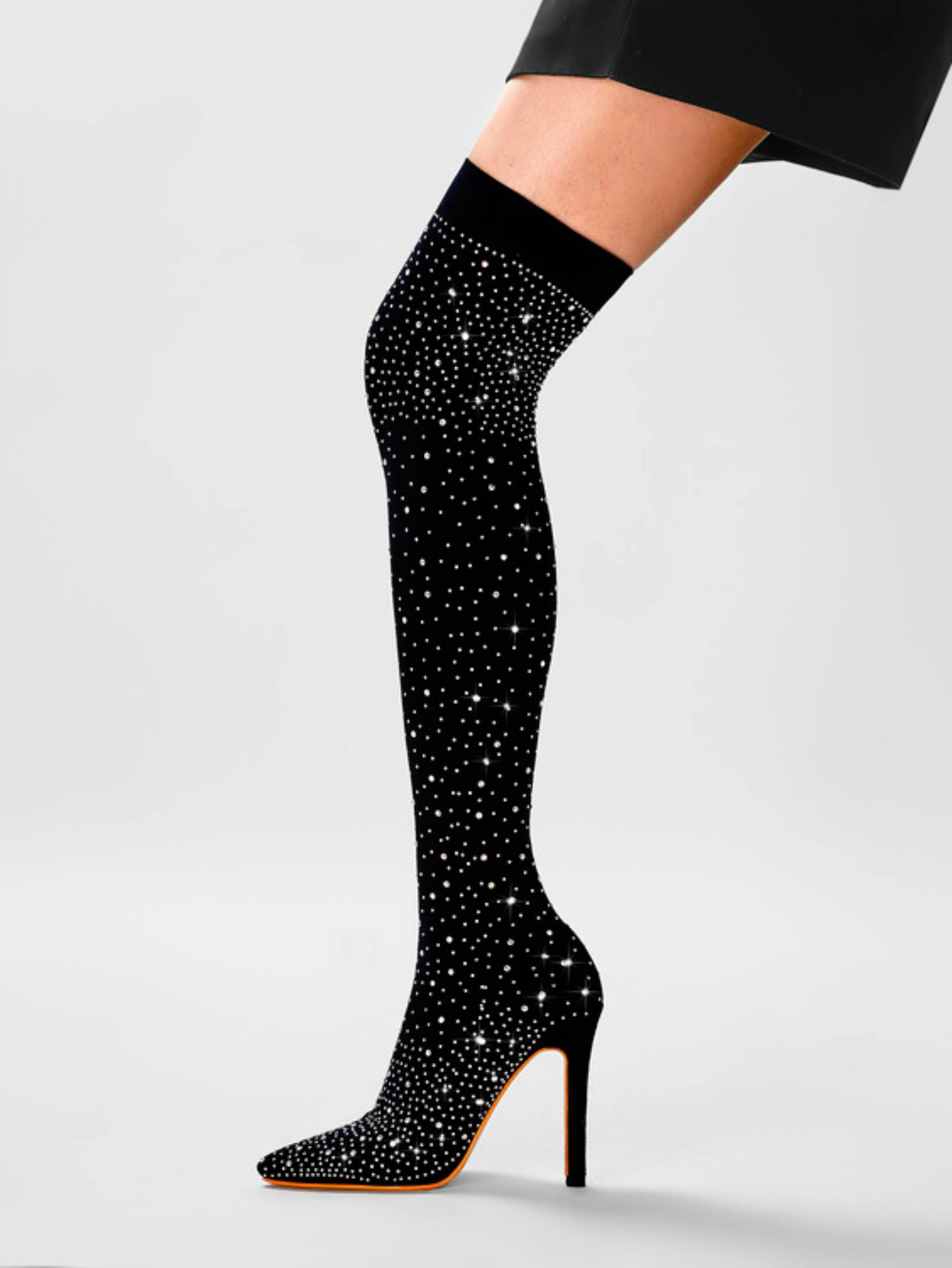 All-Over Rhinestone Glamorous Over-the-Knee Stiletto Boots Women Sandals