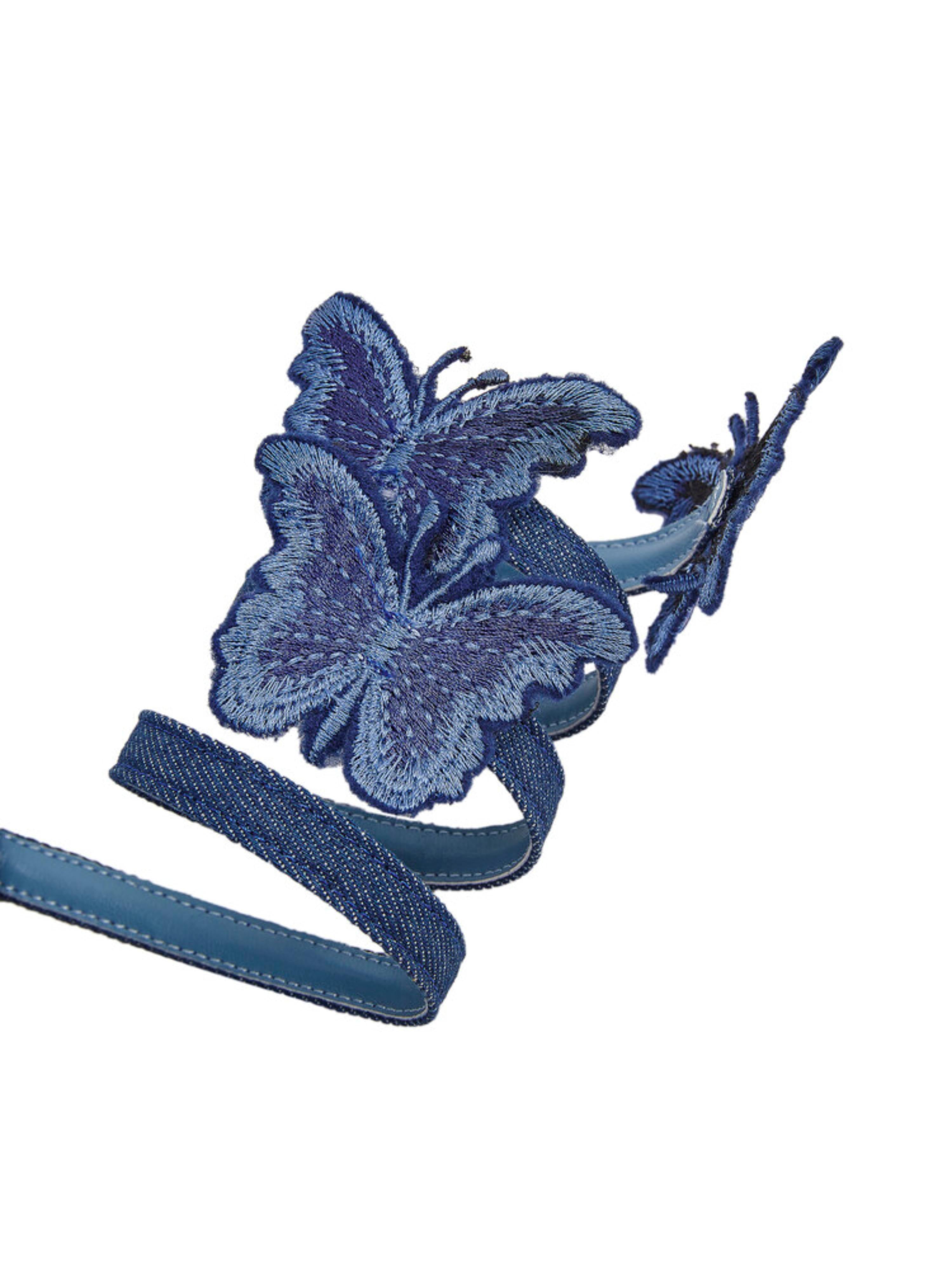 Butterfly Charm Denim Stiletto Sandals for Women