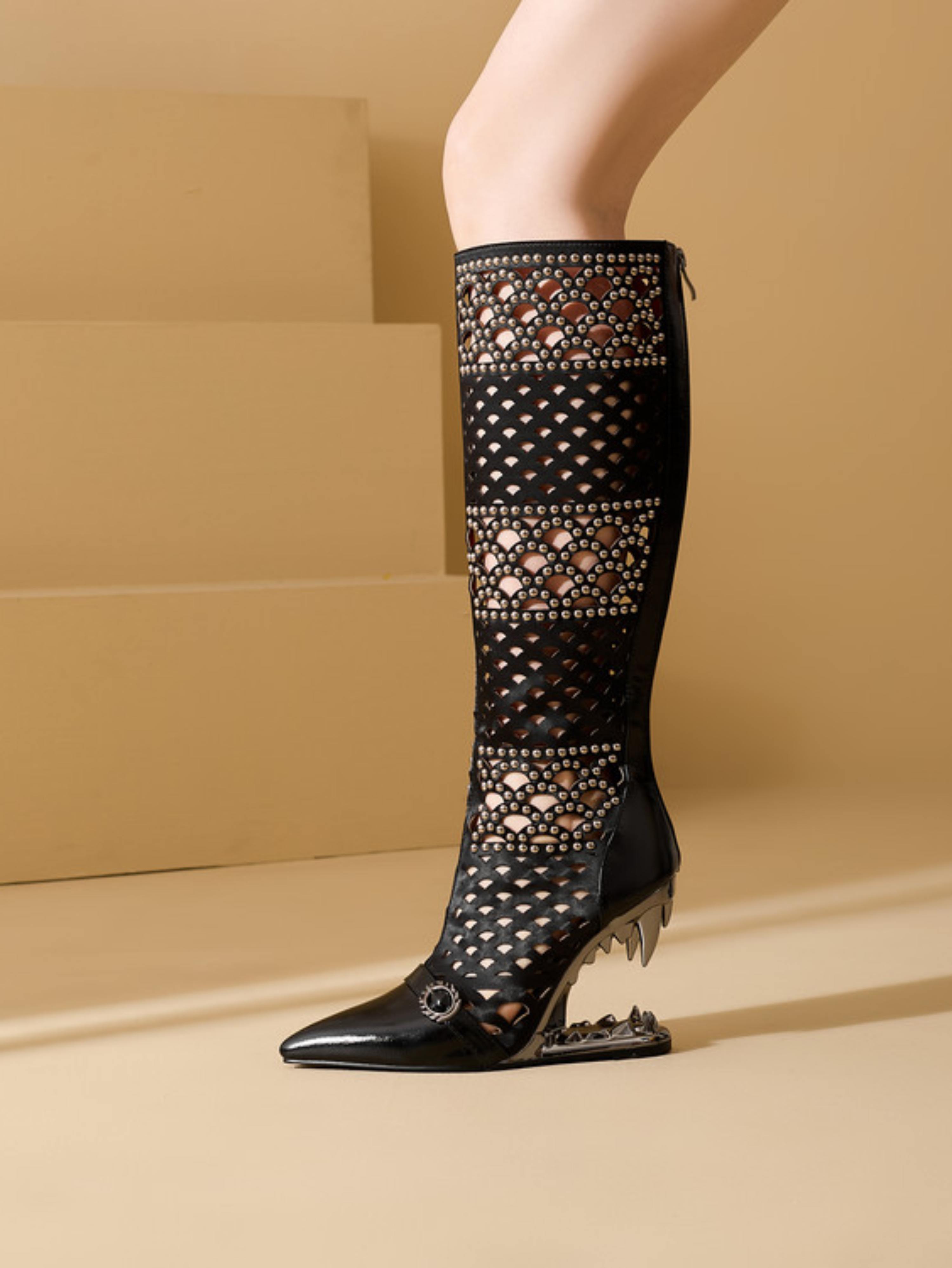 Statement Gladiator Boots with Studs & Wedge Heel Sandals for Women