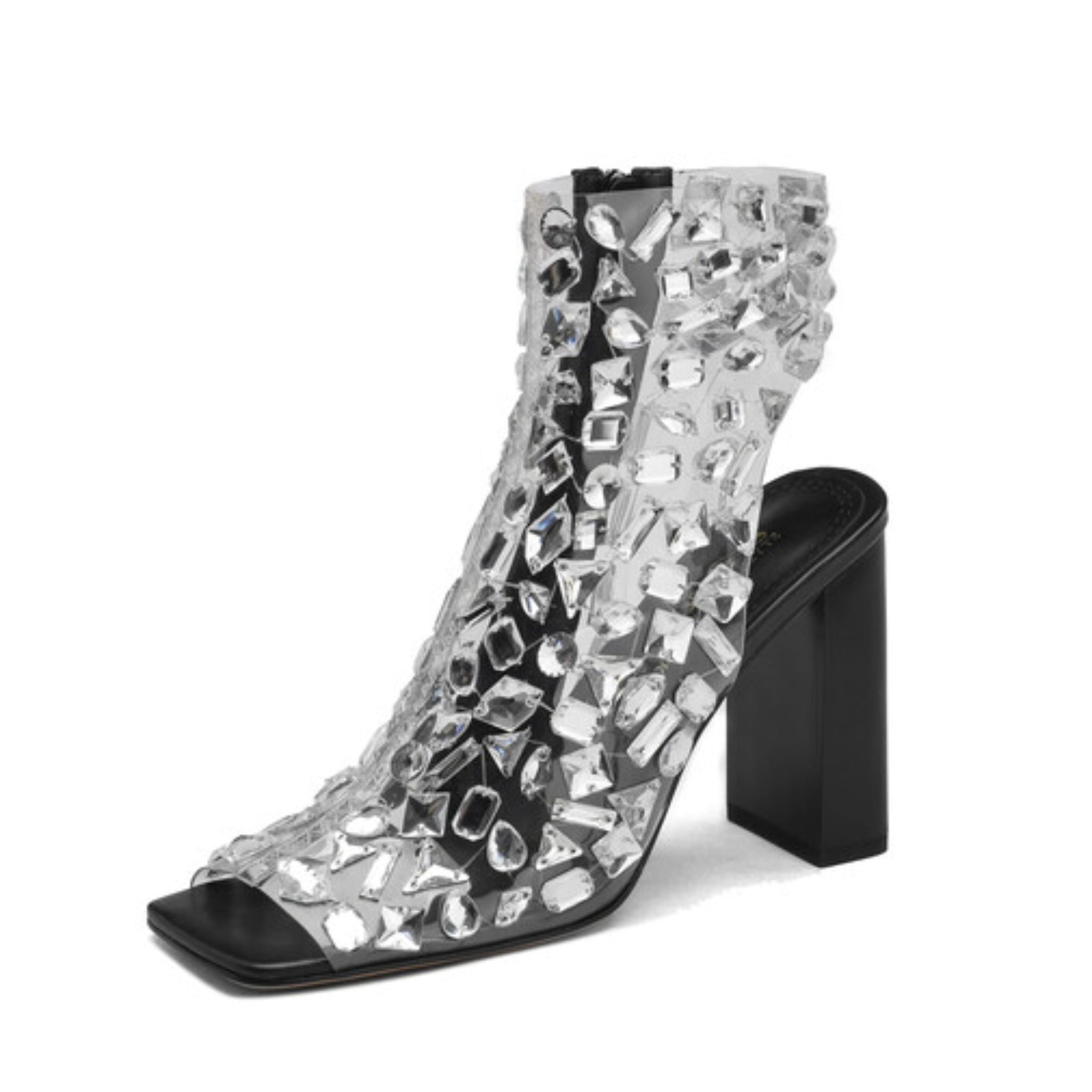 Luxury Clear PVC Boots Black Sandals for Women